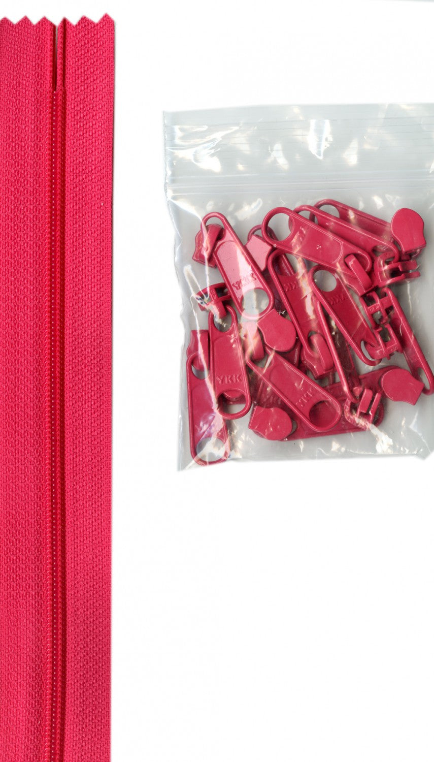 Lipstick #4.5 Nylon Zipper Tape: 4 Yards with 16 Extra-Large Coordinated Pulls from ByAnnie