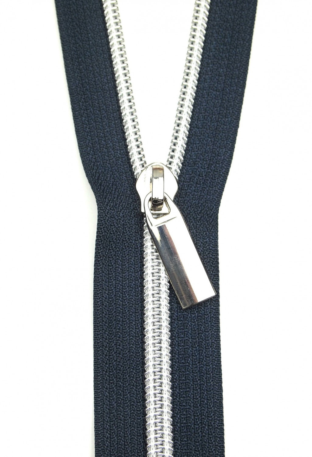 Navy #5 Nylon Nickel Coil Zippers: 3 Yards with 9 Pulls from Sallie Tomato