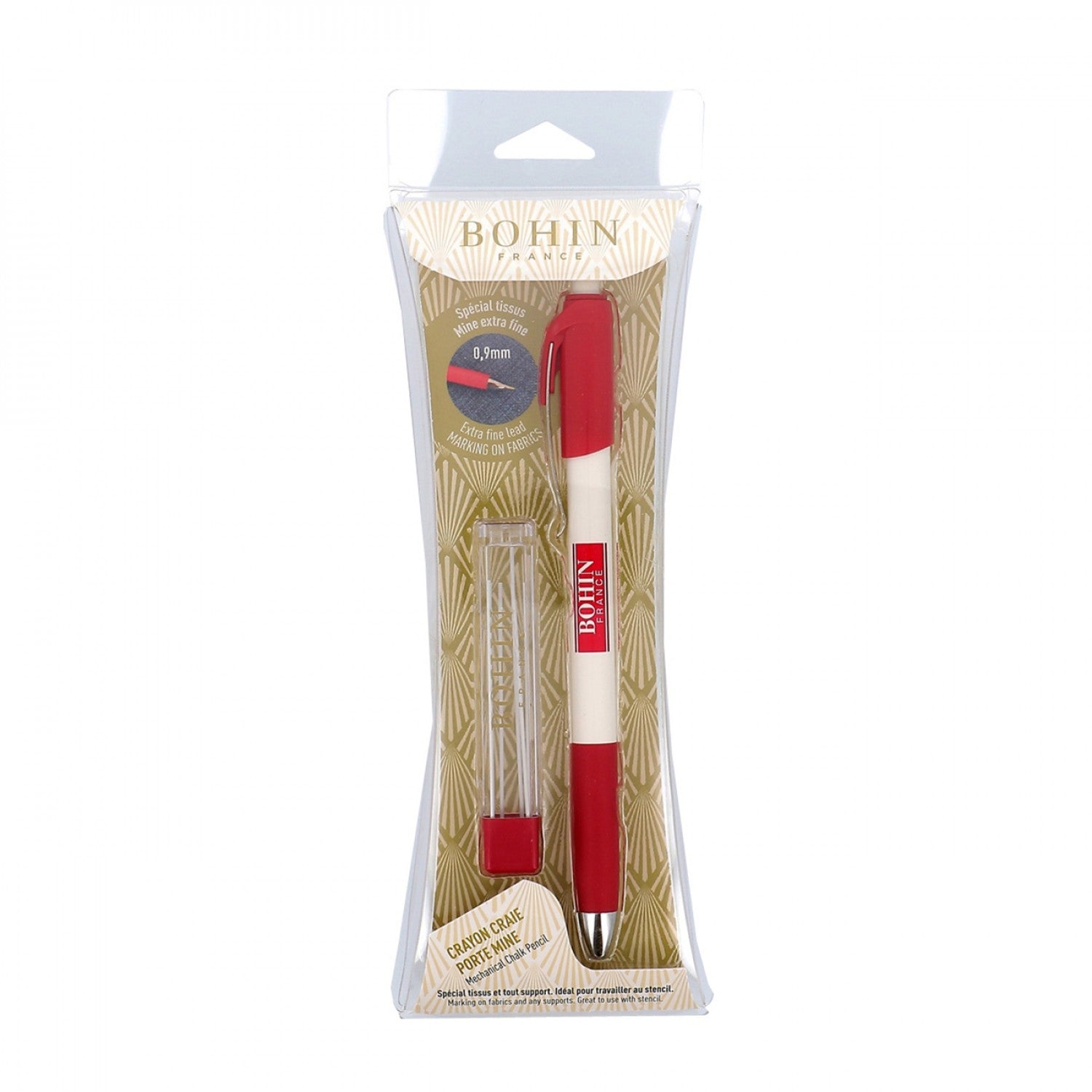 Bohin 0.9mm Mechanical Fabric Marking Pencil, White Ceramic Lead (Non-Absorbing)