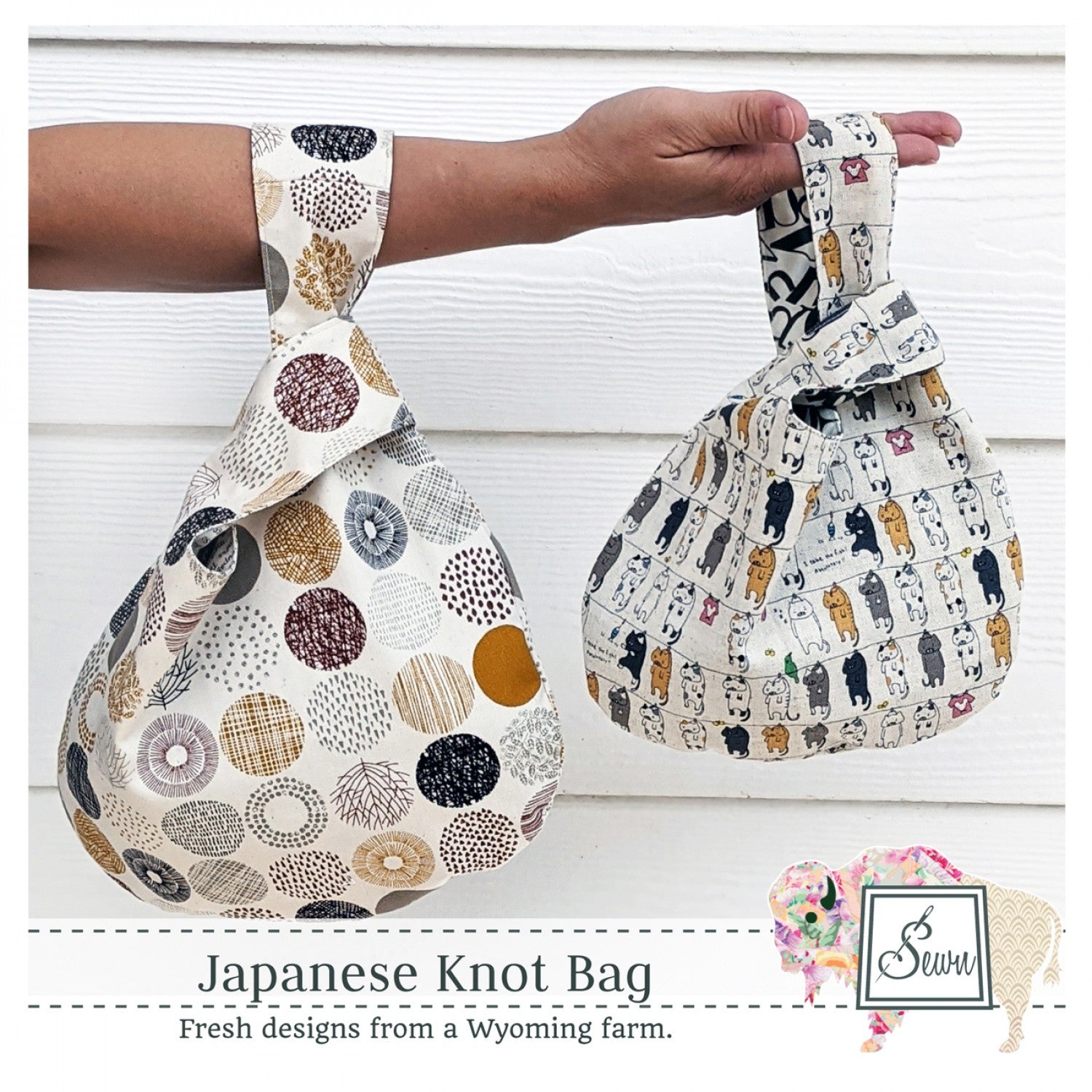 Japanese Knot Bag Sewing Pattern by Rana Heredia from Sewn Wyoming