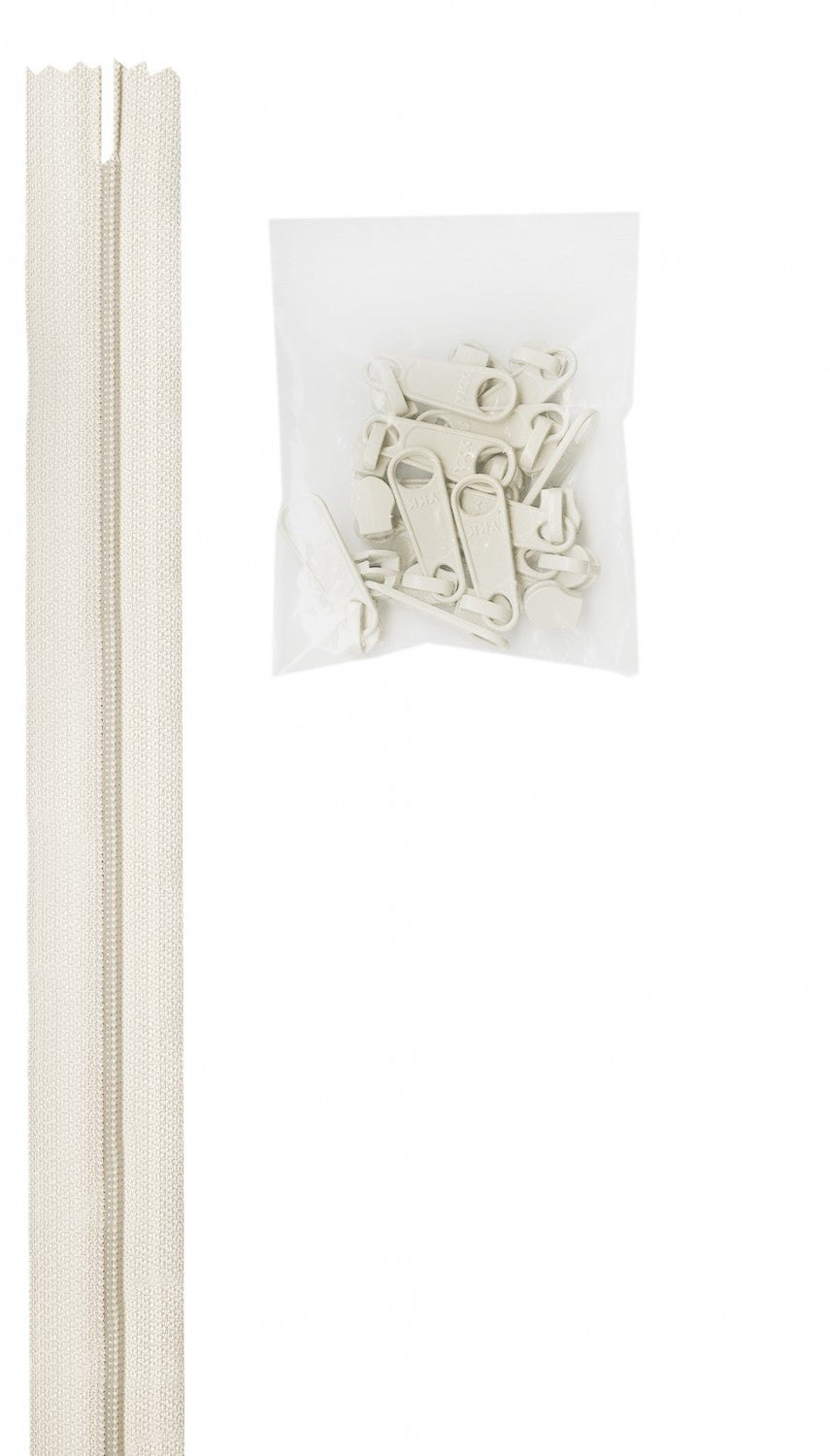 White #4.5 Nylon Zipper Tape: 4 Yards with 16 Extra-Large Coordinated Pulls from ByAnnie