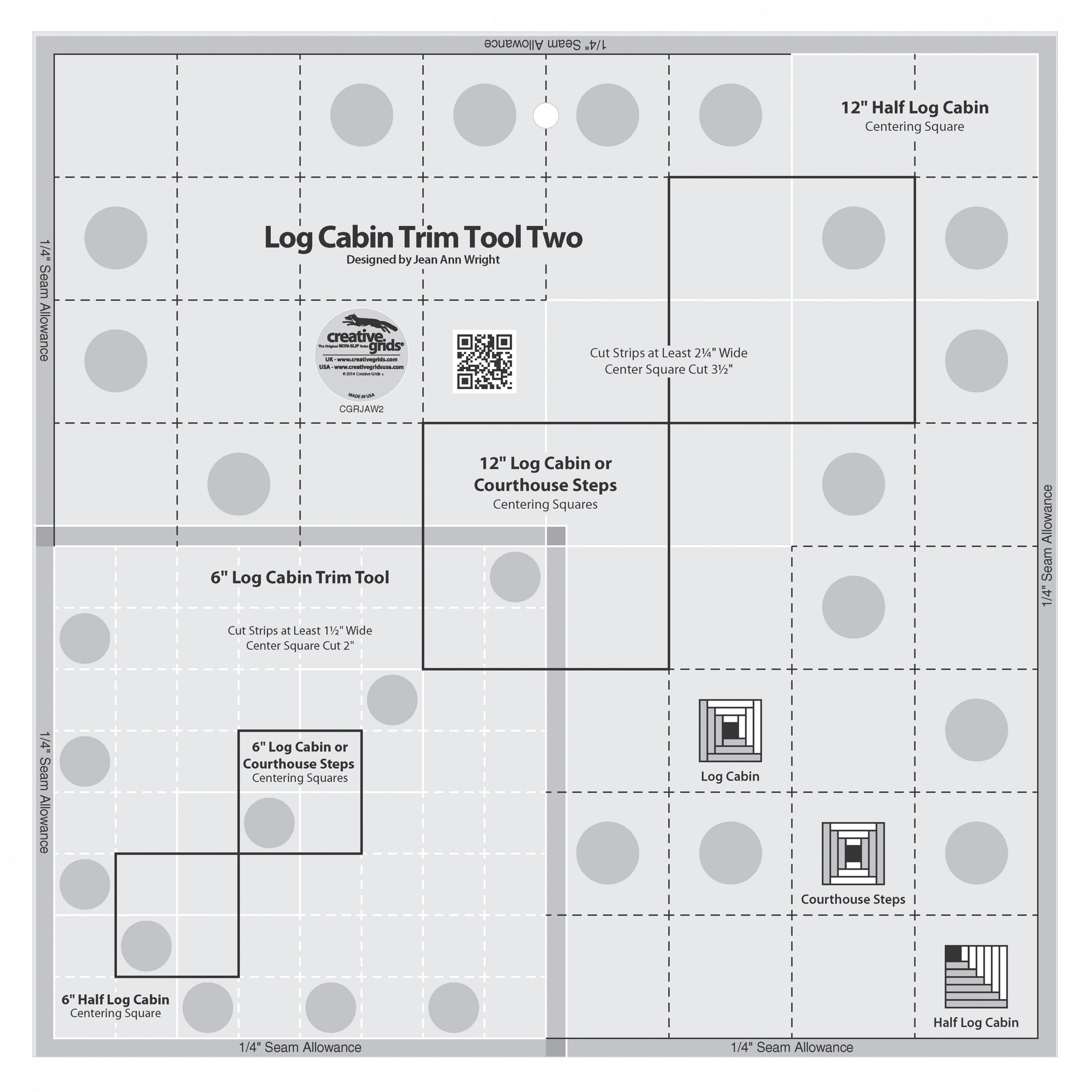 Creative Grids Log Cabin Trim Tool Two For 6-inch And 12-inch Finished Blocks (CGRJAW2)