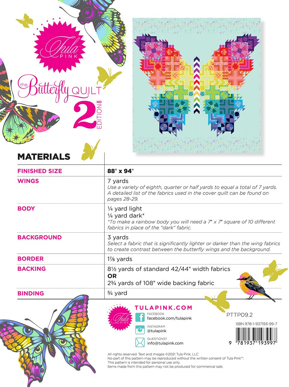 Butterfly Quilt Pattern Book 2nd Edition by Tula Pink