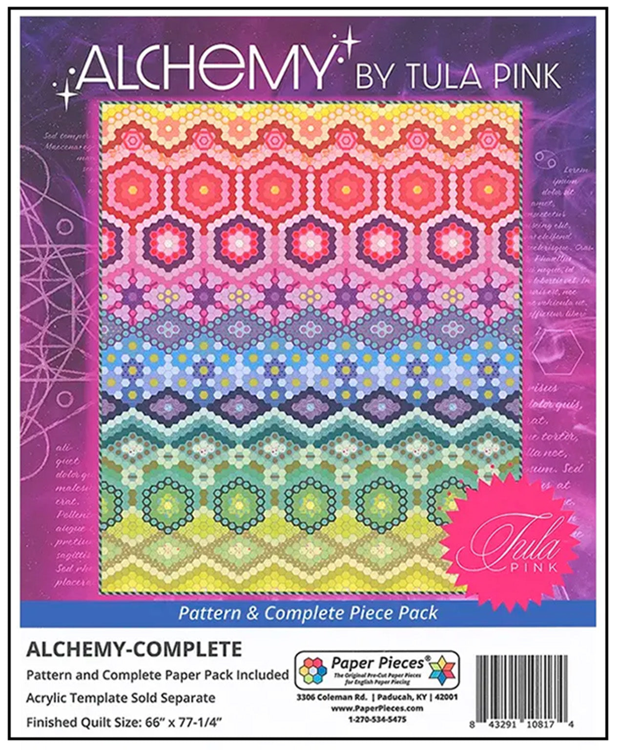 Alchemy Quilt Pattern and Paper Piece Pack Complete Set by Tula Pink