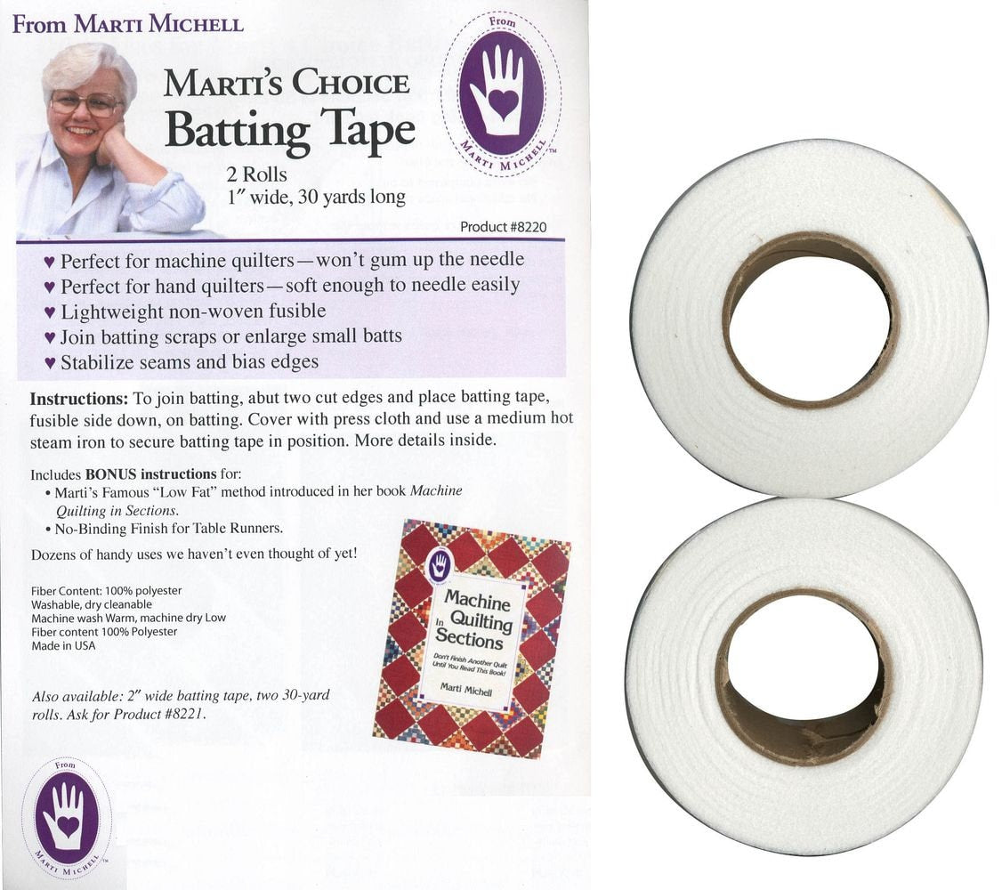 Marti's Choice Fusible Batting Tape 2 Rolls of 1-Inch x 30-Yards Long From Marti Michell