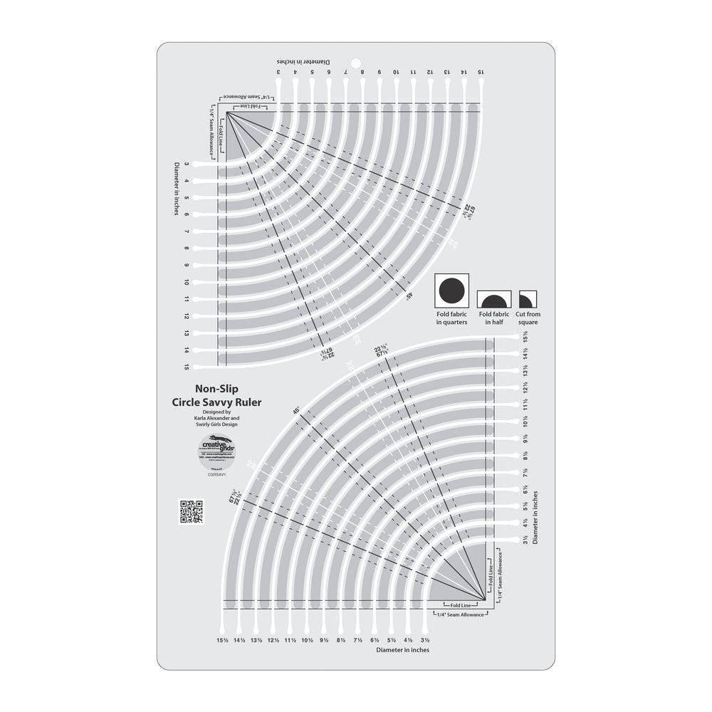 Creative Grids Circle Savvy 11-3/4-Inch x 18-1/2-Inch Quilt Ruler (CGRSAV1)