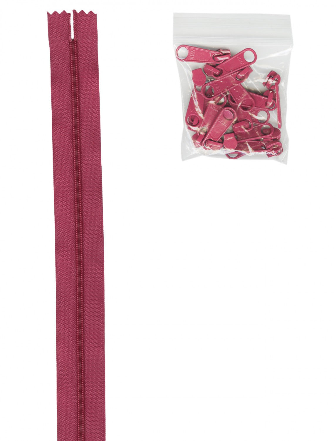 Plum #4.5 Nylon Zipper Tape: 4 Yards with 16 Extra-Large Coordinated Pulls from ByAnnie