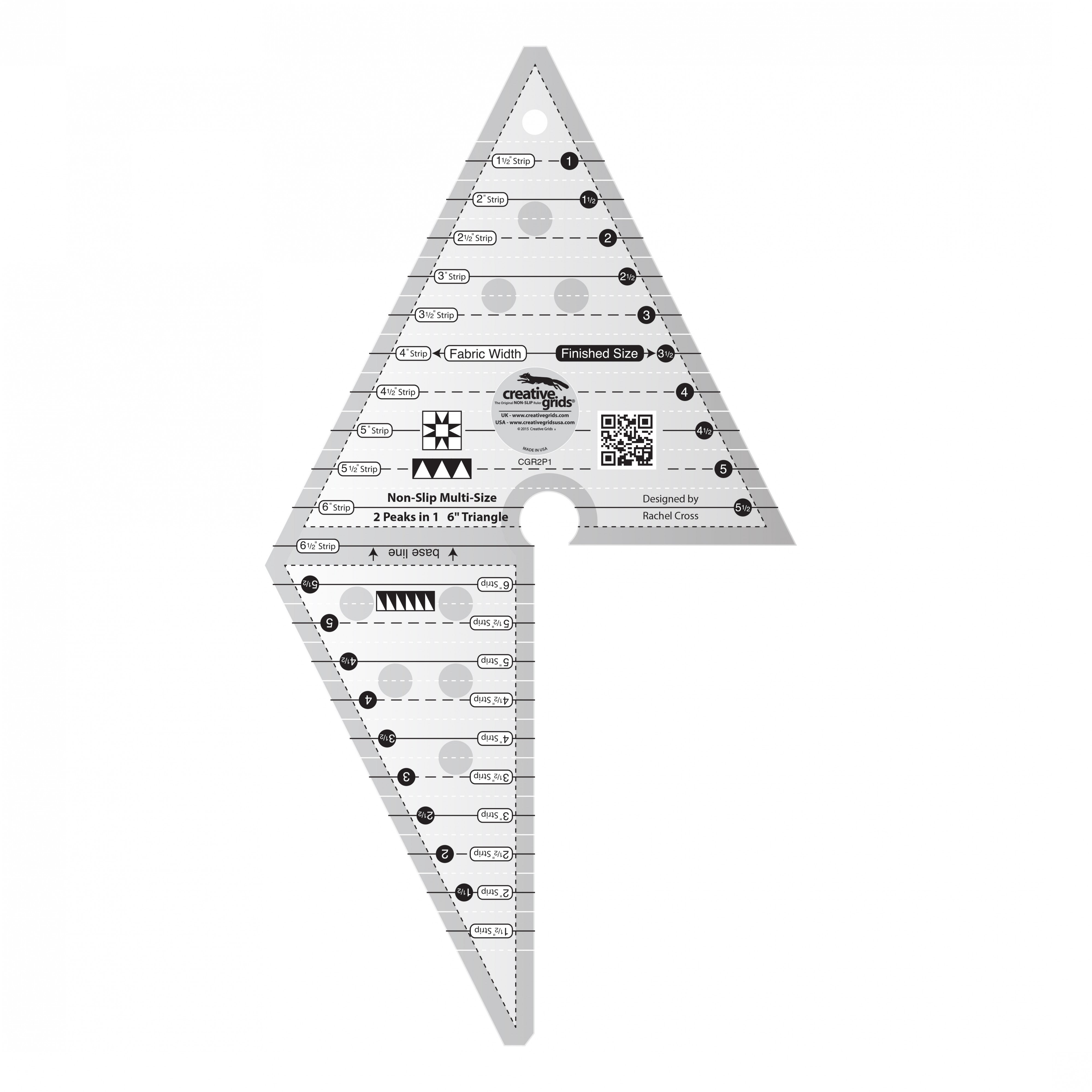 Creative Grids 2 Peaks In 1 Multi-Size Triangle Quilt Ruler (CGR2P1)