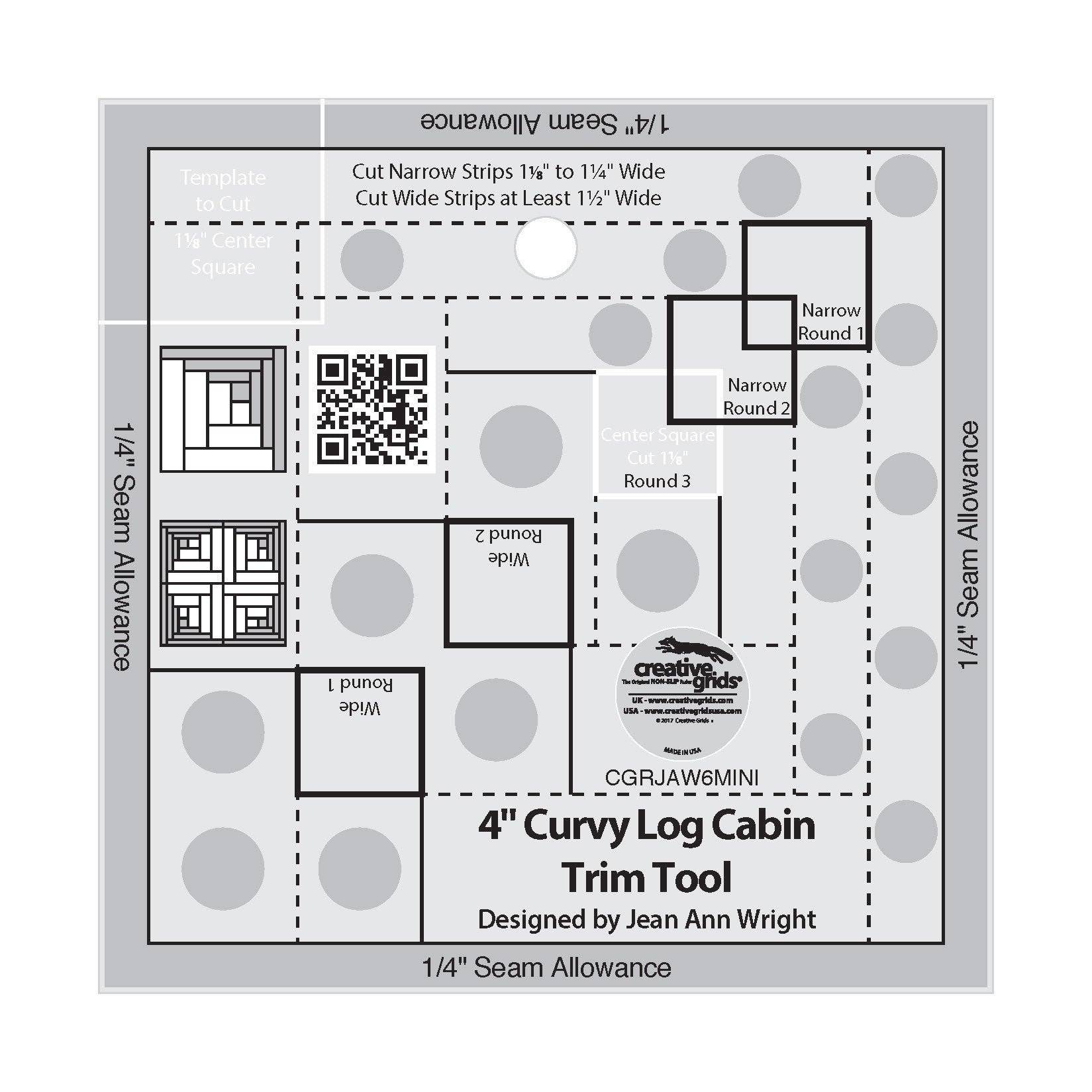 Creative Grids Curvy Log Cabin Trim Tool For 4-Inch Finished Blocks (CGRJAW6MINI)