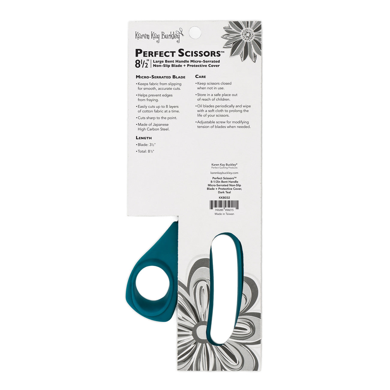 Perfect Scissors Teal 8-1/2in Bent Handle Micro-Serrated Blade by Karen Kay Buckley