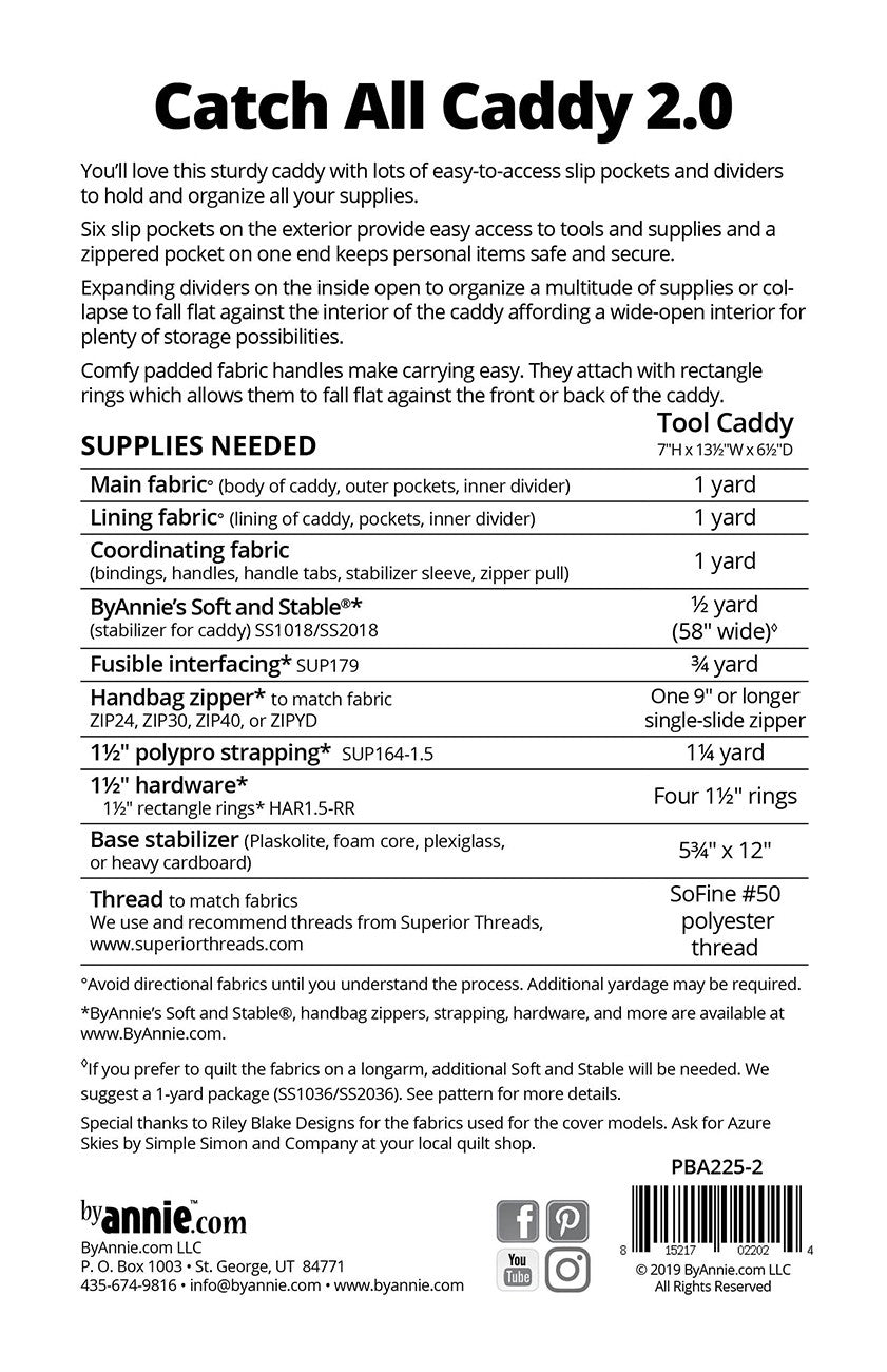 Catch All Caddy 2.0 Bag Sewing Pattern by Annie Unrein for ByAnnie