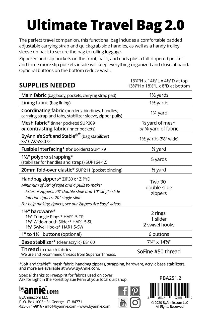 Ultimate Travel 2.0 Sewing Pattern from ByAnnie