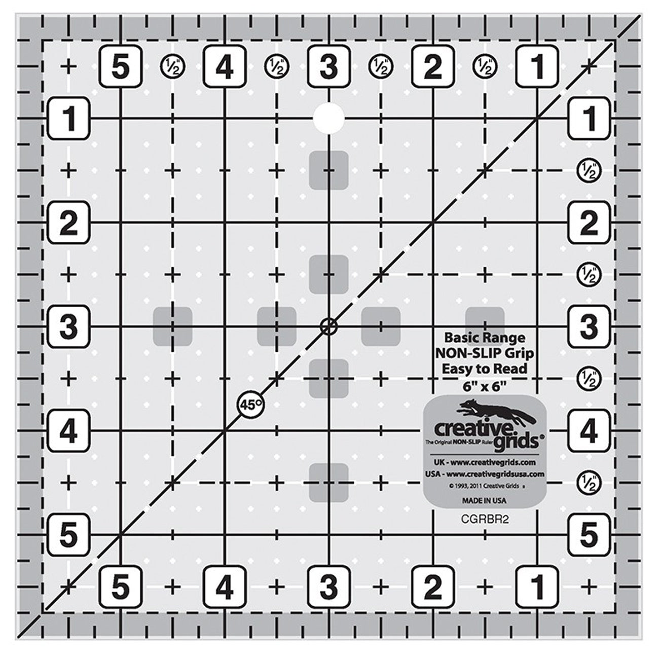 Creative Grids Basic Range 6-Inch Square Quilt Ruler (CGRBR2)