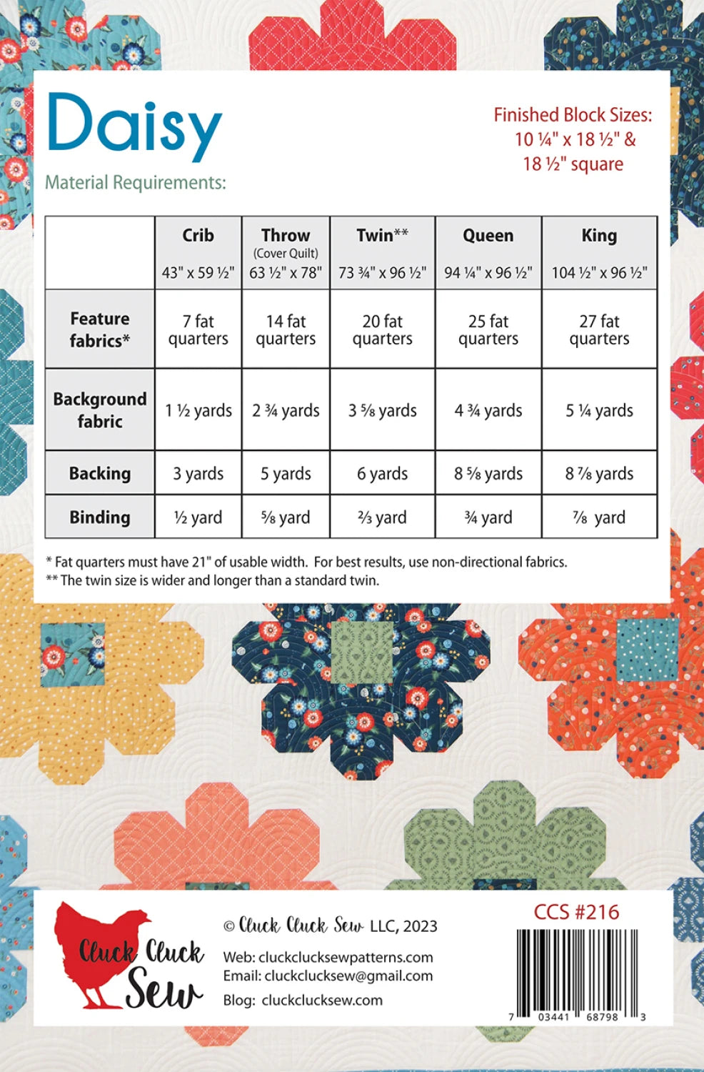 Daisy Quilt Pattern by Allison Harris for Cluck Cluck Sew