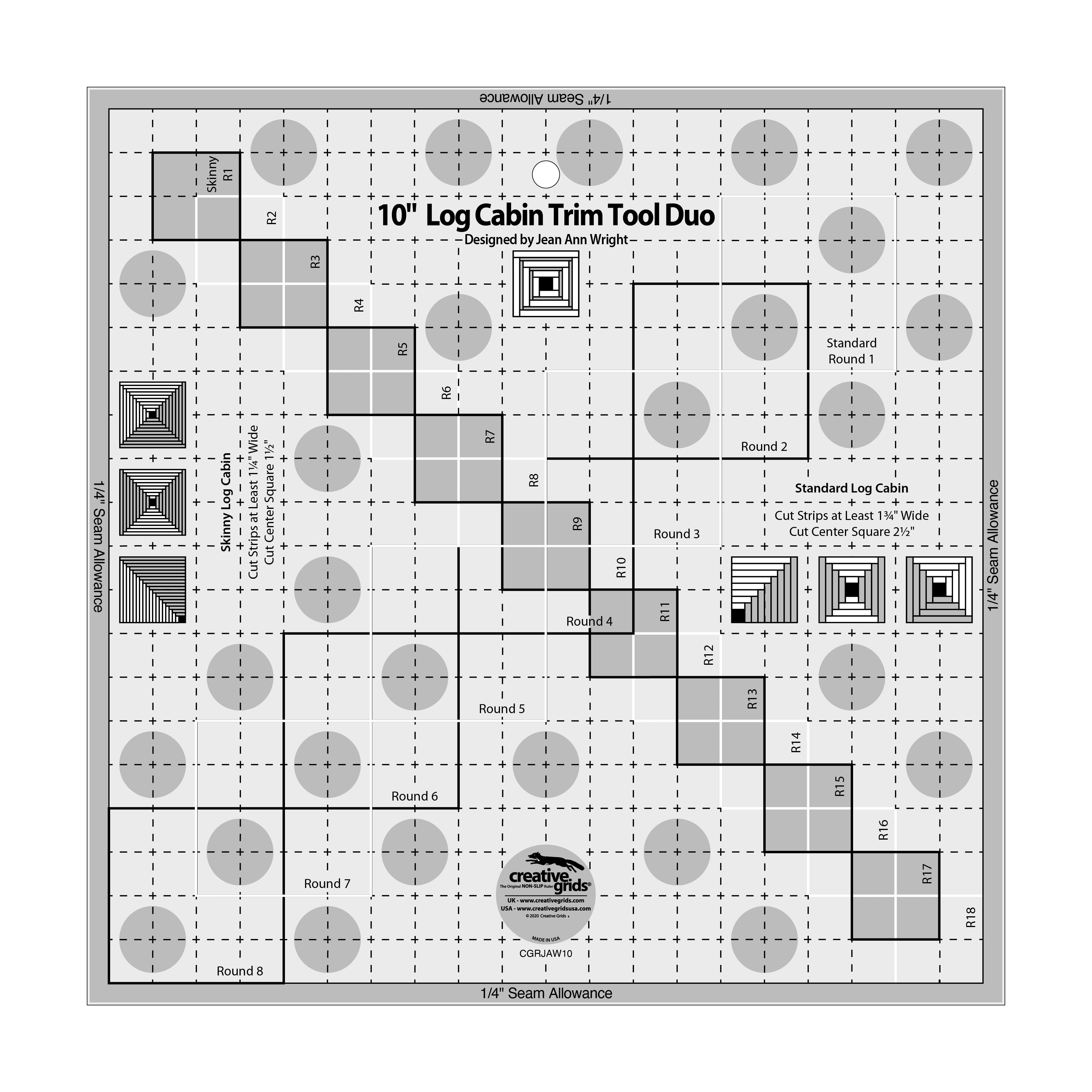 Creative Grids 10in Log Cabin Trim Tool Duo (CGRJAW10)