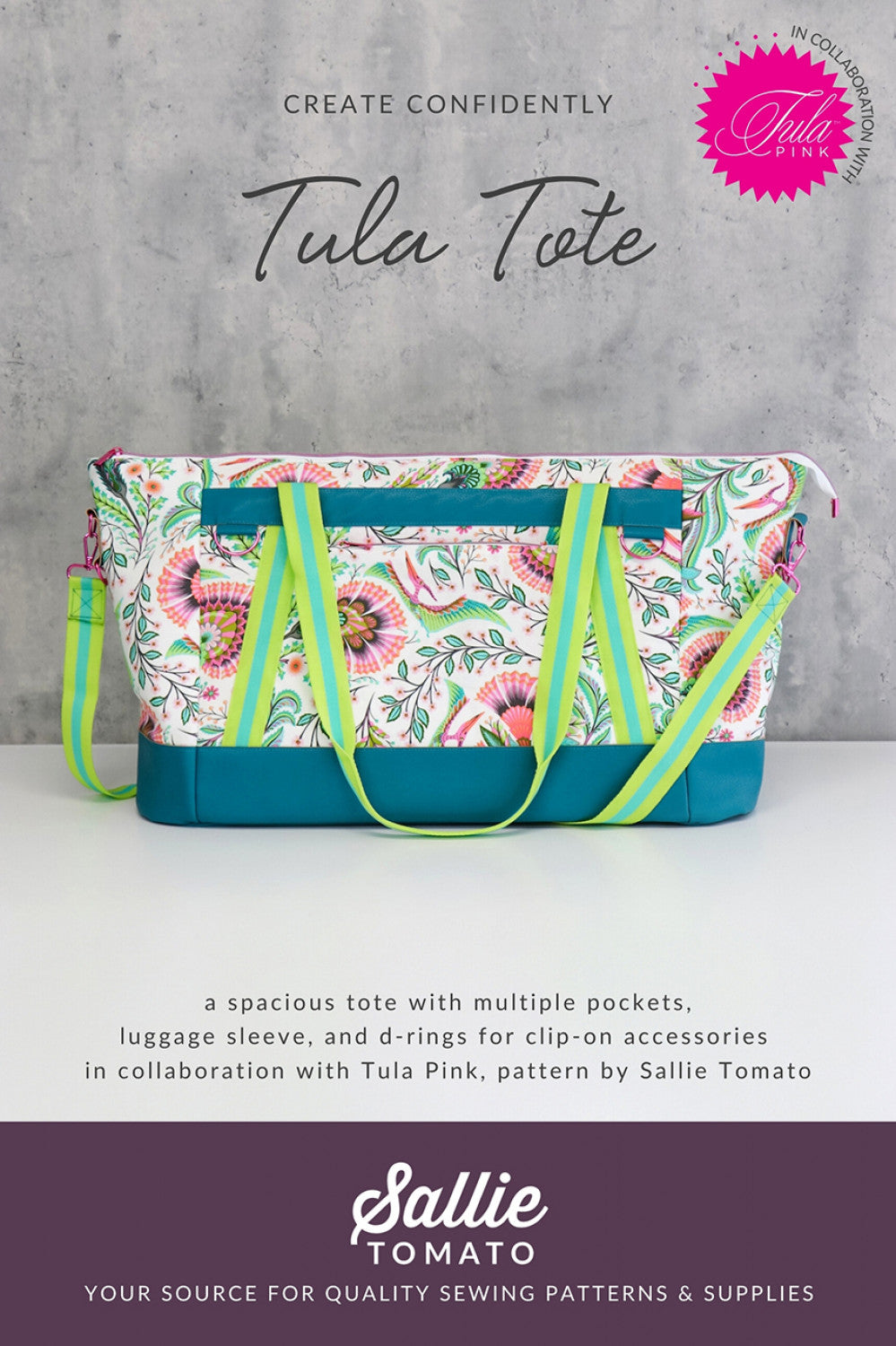 Tula Tote Paper Pattern by Tula Pink and Jessica Sallie Kapitanski for Sallie Tomato