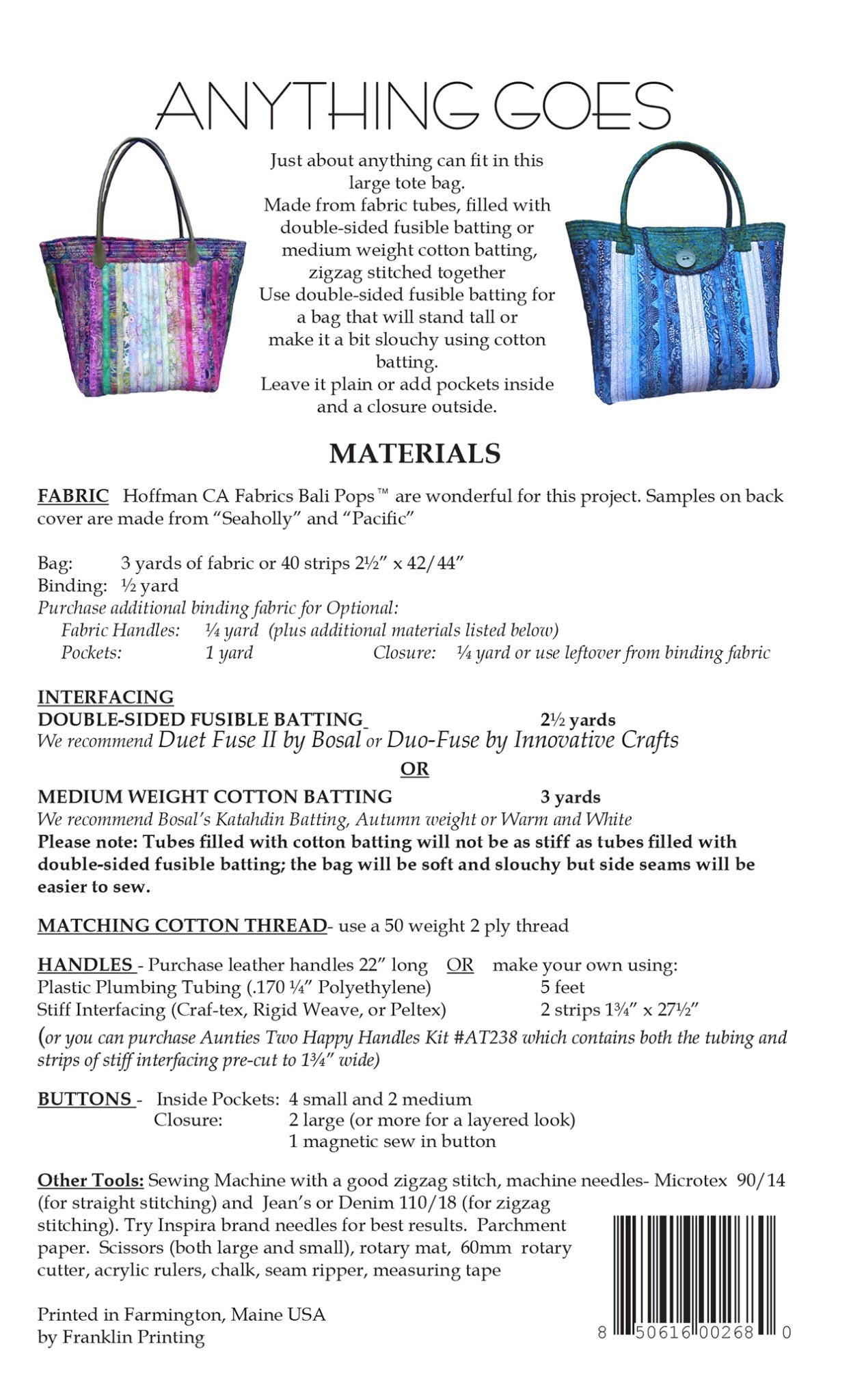 Anything Goes Sewing Pattern by  Carol McLeod from Aunties Two