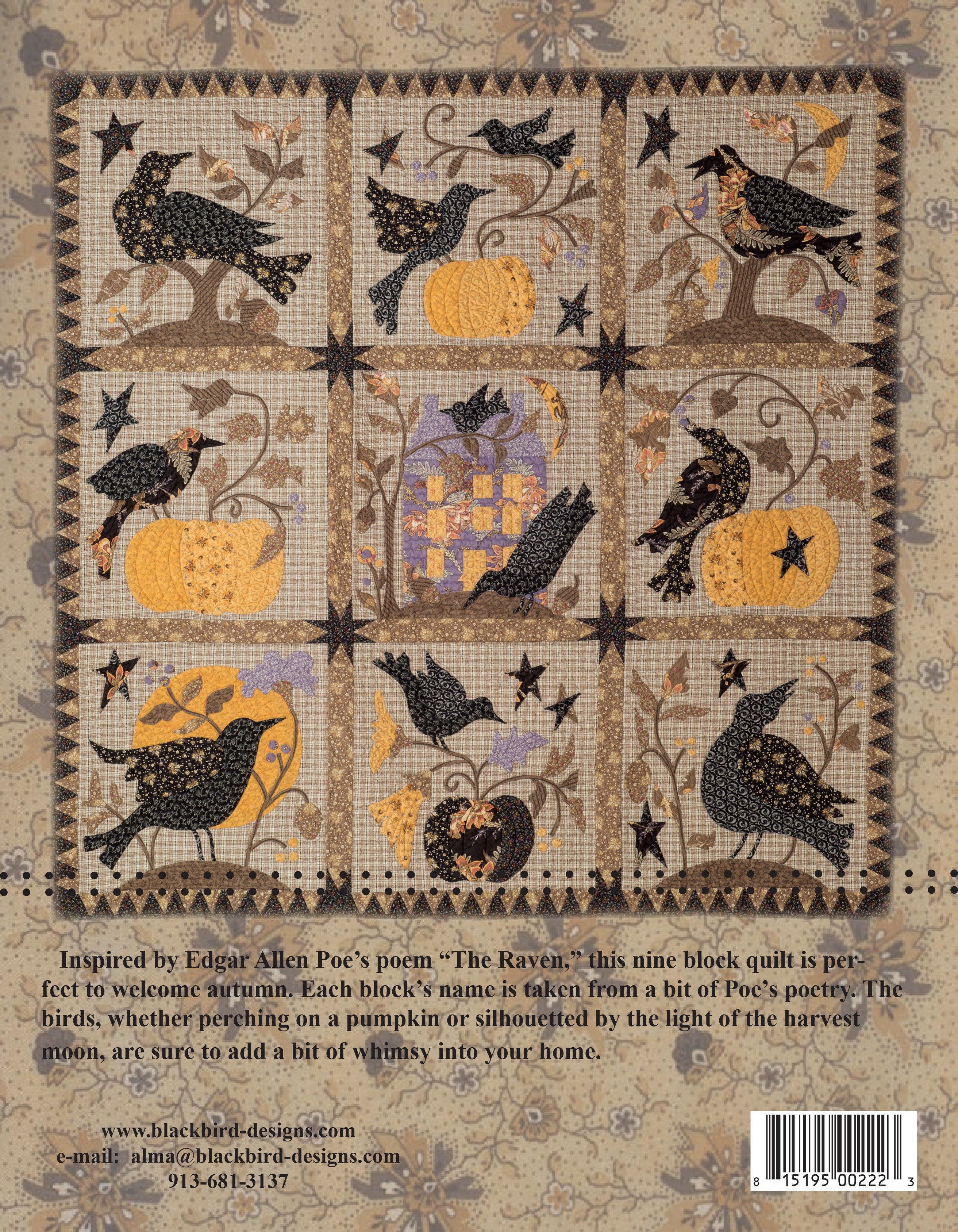 The Raven Applique Quilt Pattern by Barb Adams and Alma Allen of Blackbird Designs
