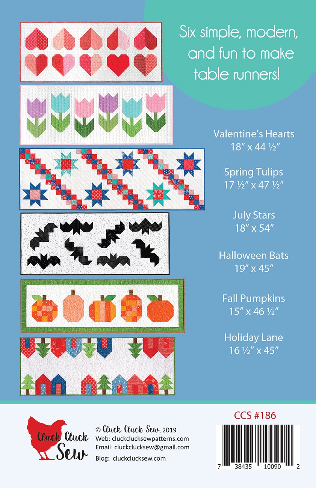 Modern Holiday Table Runners Sewing Pattern by Allison Harris from Cluck Cluck Sew