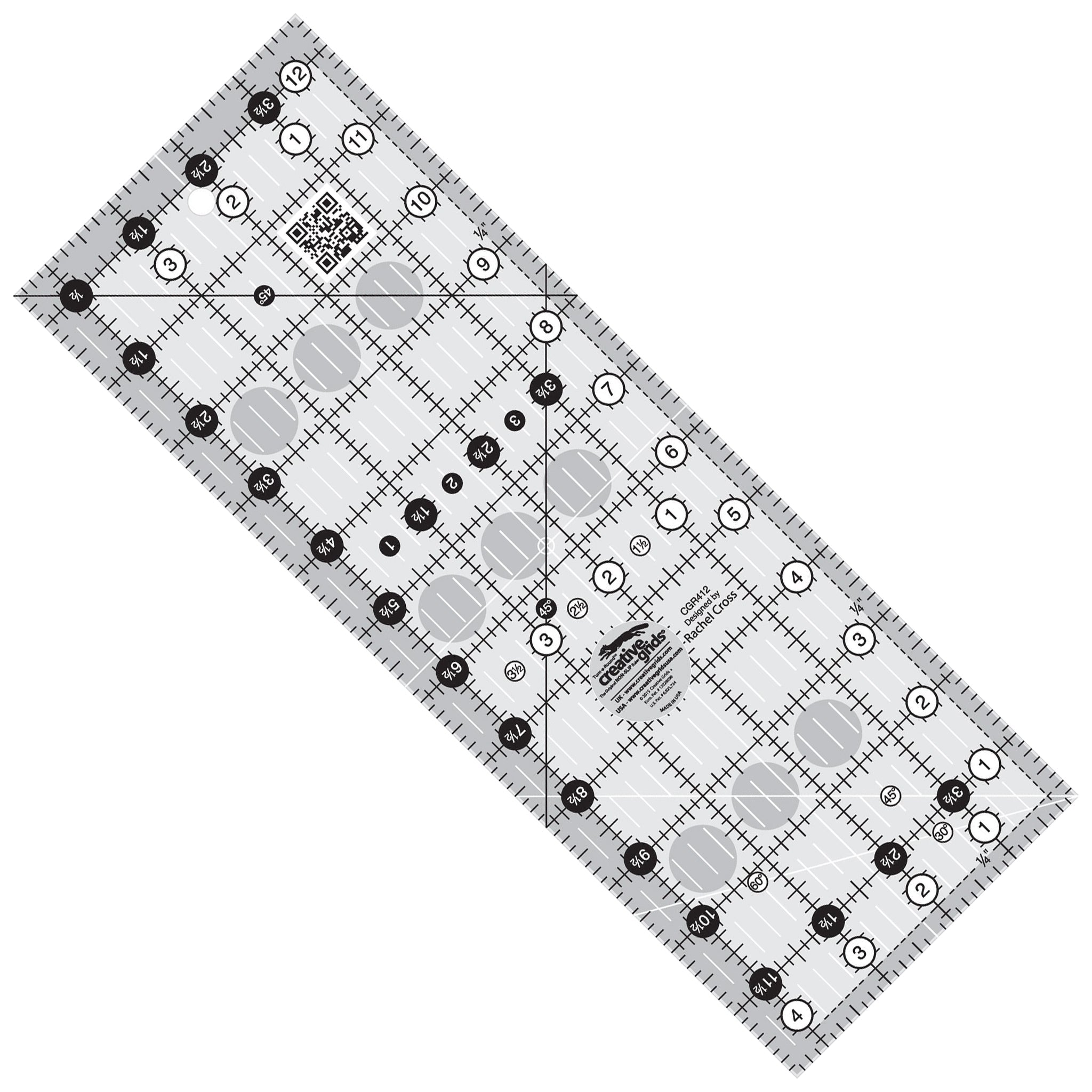 Creative Grids 4-1/2-Inch X 12-1/2-Inch Rectangular Quilt Ruler (CGR412)