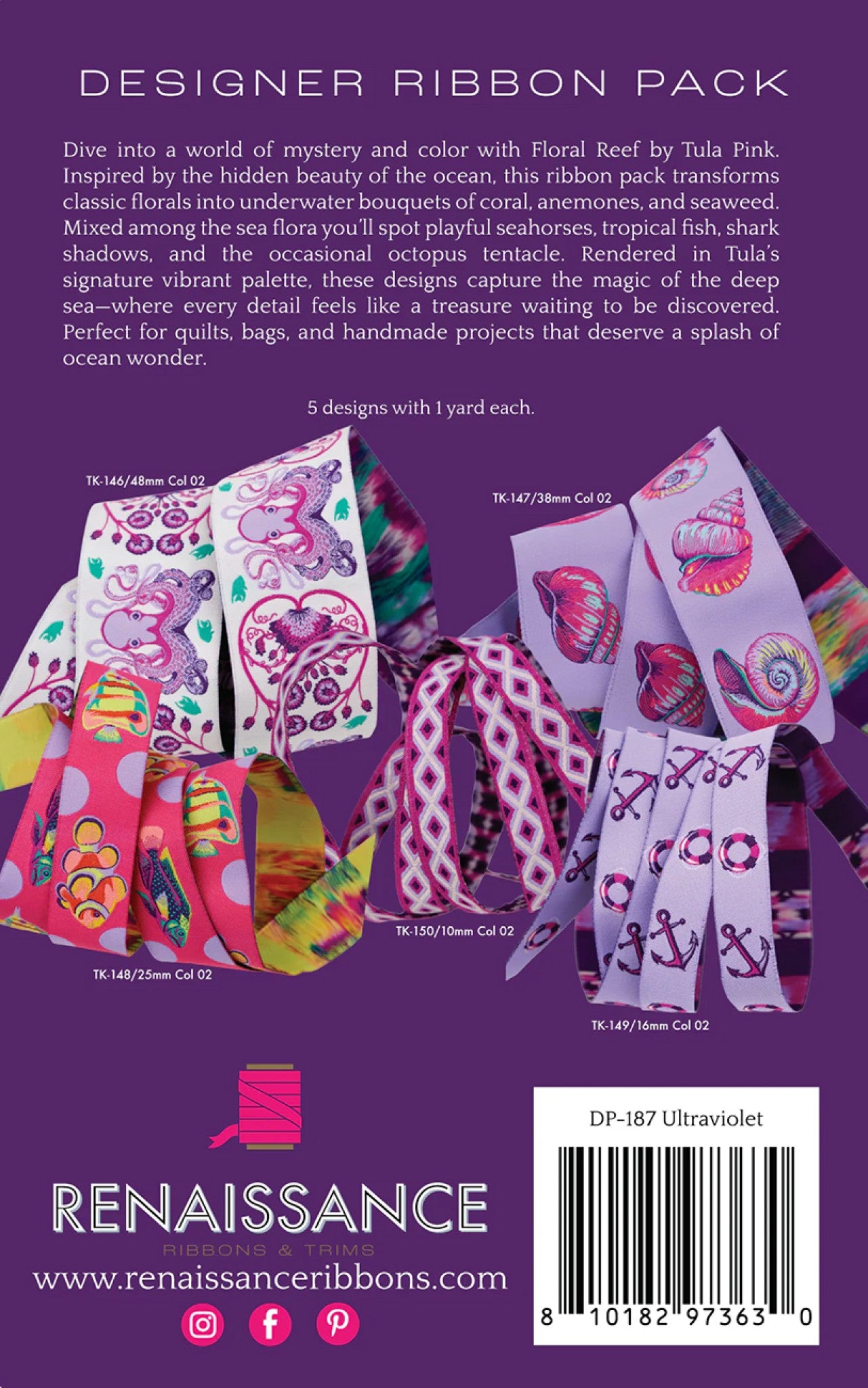Floral Reef Ultraviolet Designer Pack from Renaissance Ribbons Inc