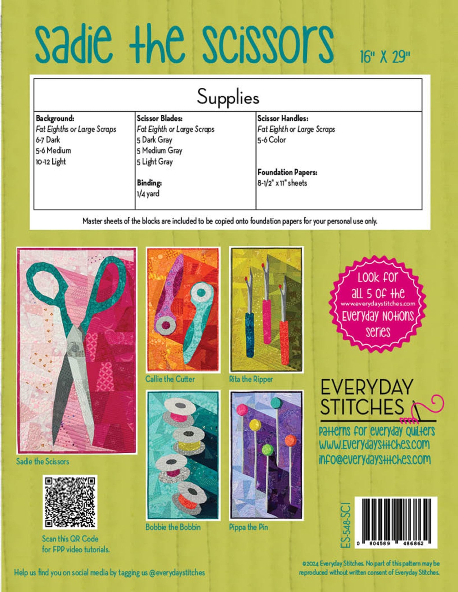 Sadie The Scissors Quilt Pattern from Everyday Stitches