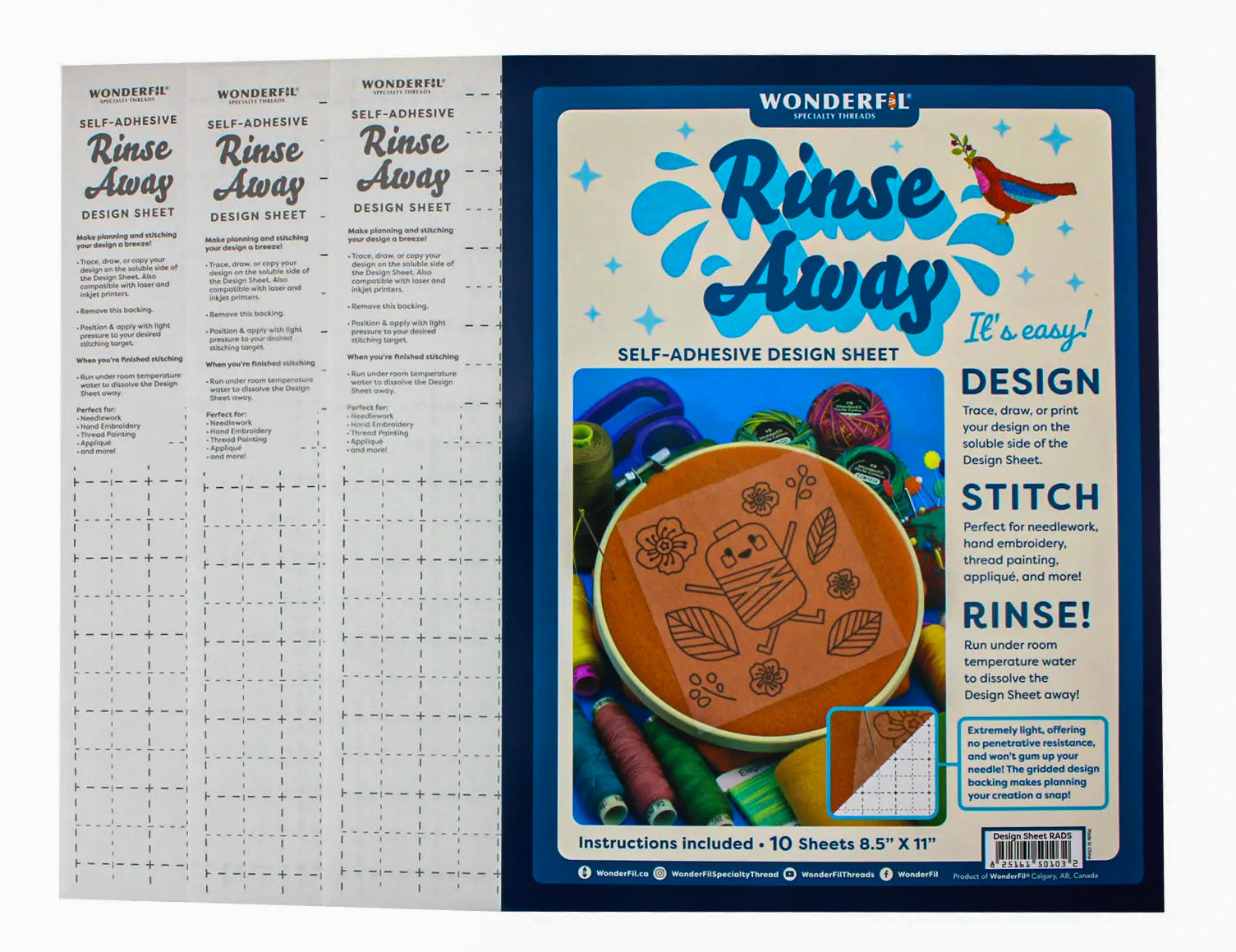 Rinse Away Self-Adhesive Design Sheets from WonderFil