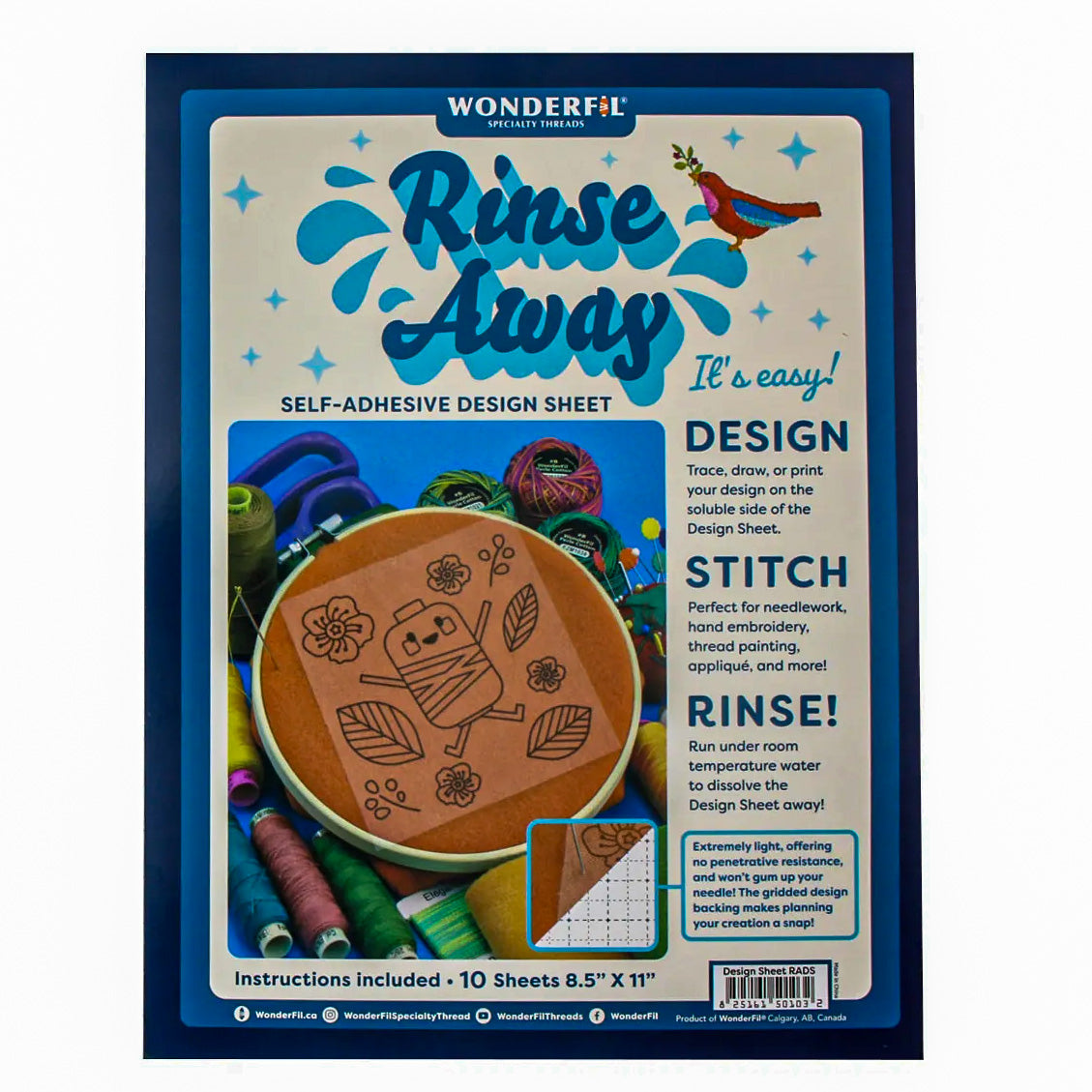 Rinse Away Self-Adhesive Design Sheets from WonderFil