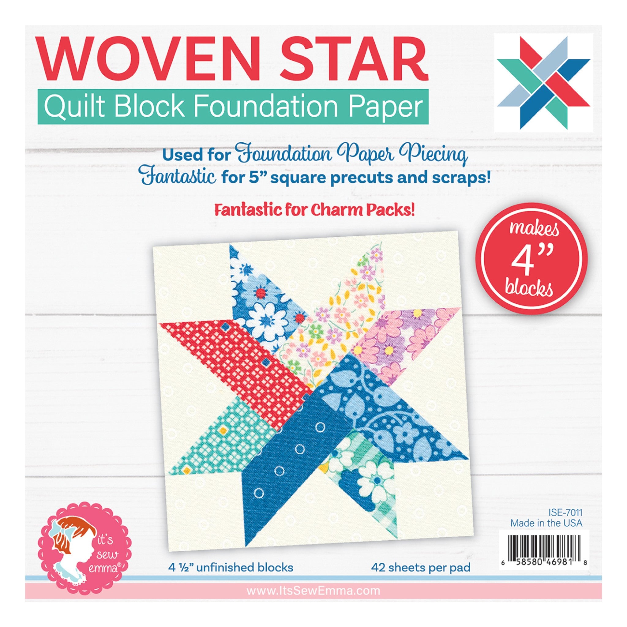 4In Woven Star Quilt Block Foundation Papers from It's Sew Emma