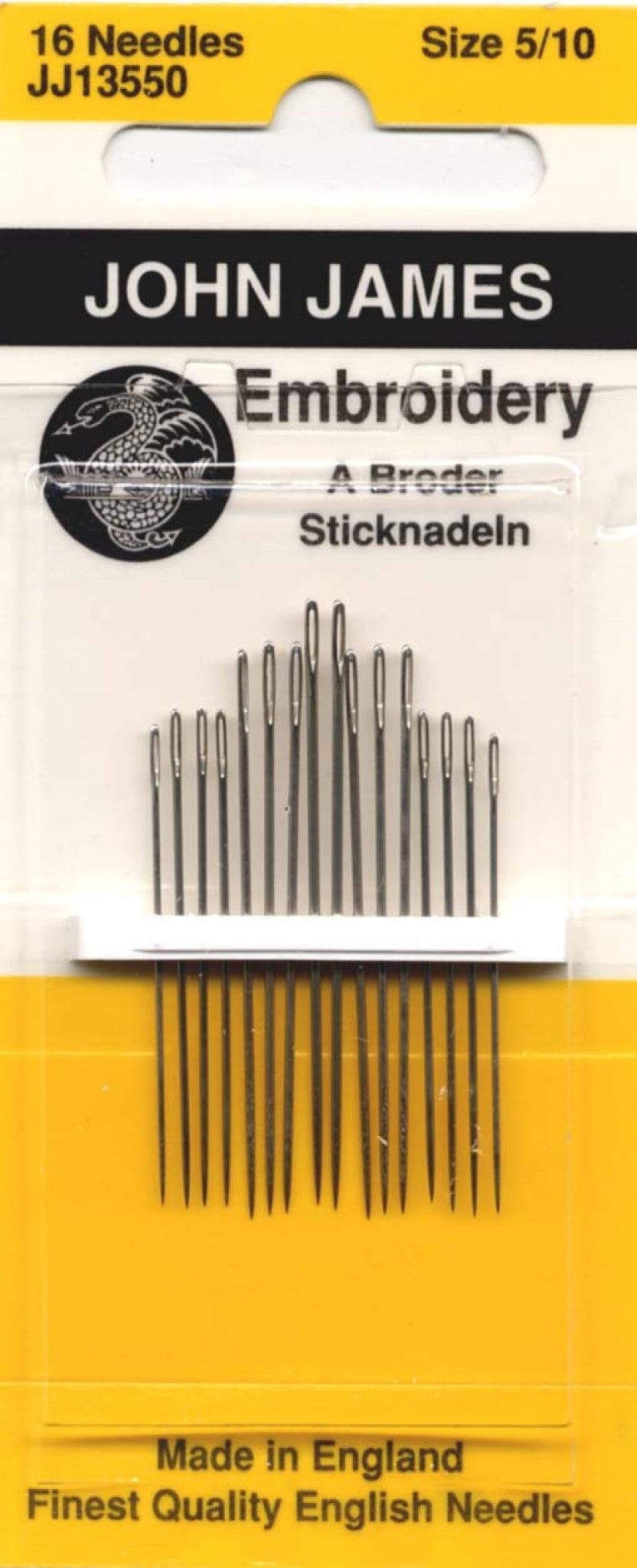 John James Embroidery / Crewel Needles Assorted Sizes 5/10 from Colonial Needle Co