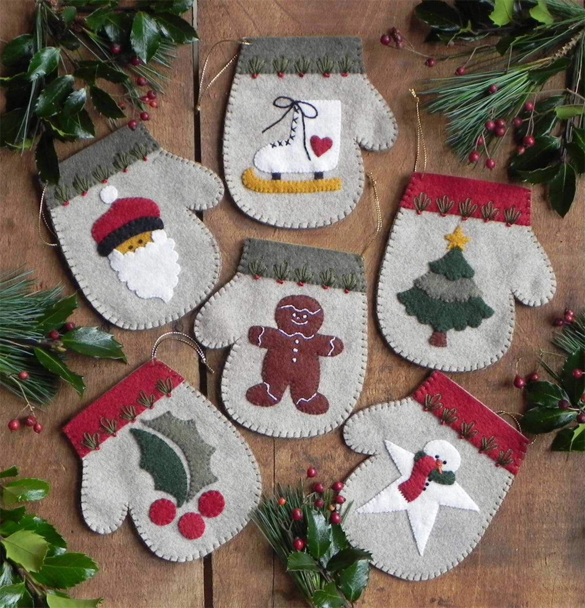 Kit Warm Hands Mitten Ornaments Sewing Pattern by Rachel Pellman from Rachel's Of Greenfield