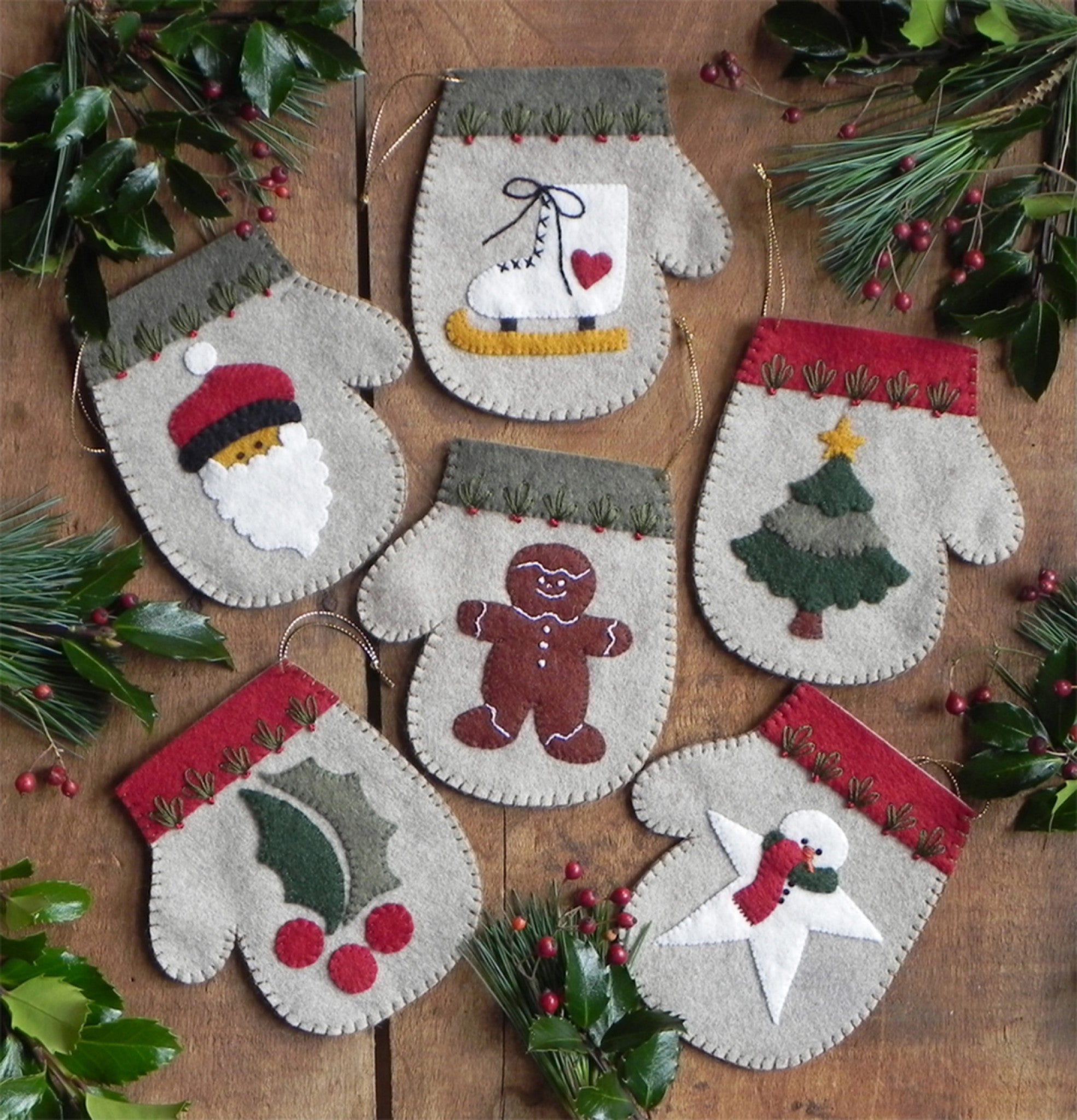 Kit Warm Hands Mitten Ornaments Sewing Pattern by Rachel Pellman from Rachel's Of Greenfield