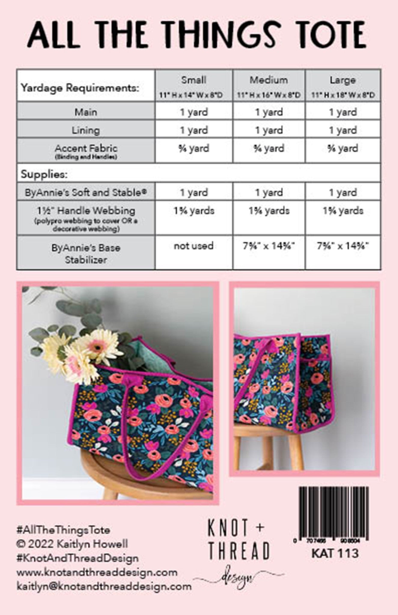 All The Things Tote Sewing Pattern from Knot and Thread Designs
