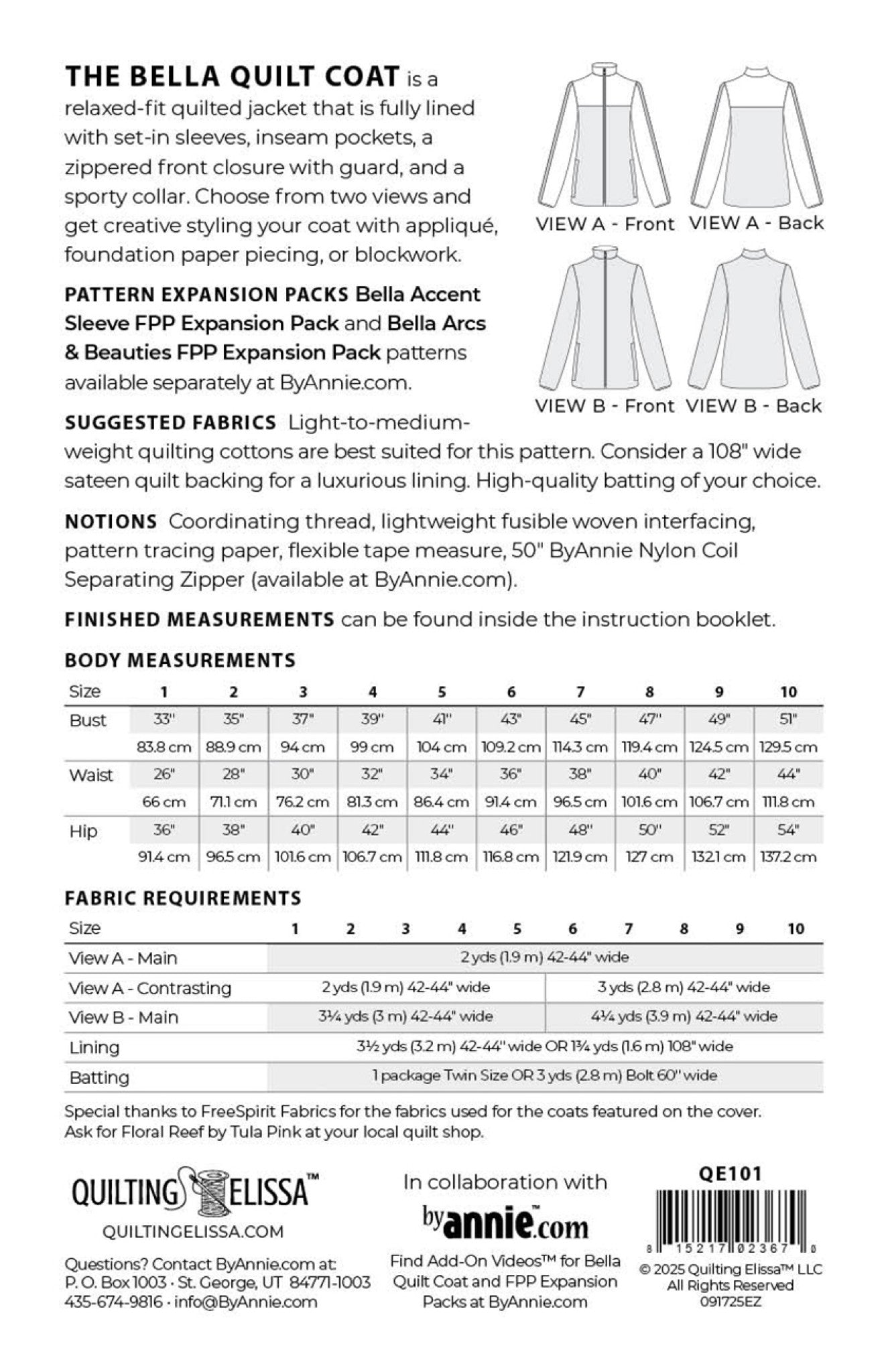 Bella Quilt Coat Sewing Pattern from ByAnnie