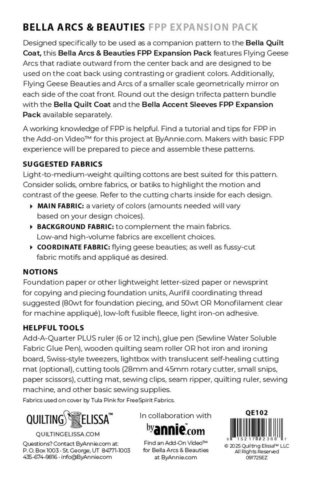 Bella Arcs And Beauties - Fpp Expansion Pack (For Bella Quilted Coat) Sewing Pattern from ByAnnie