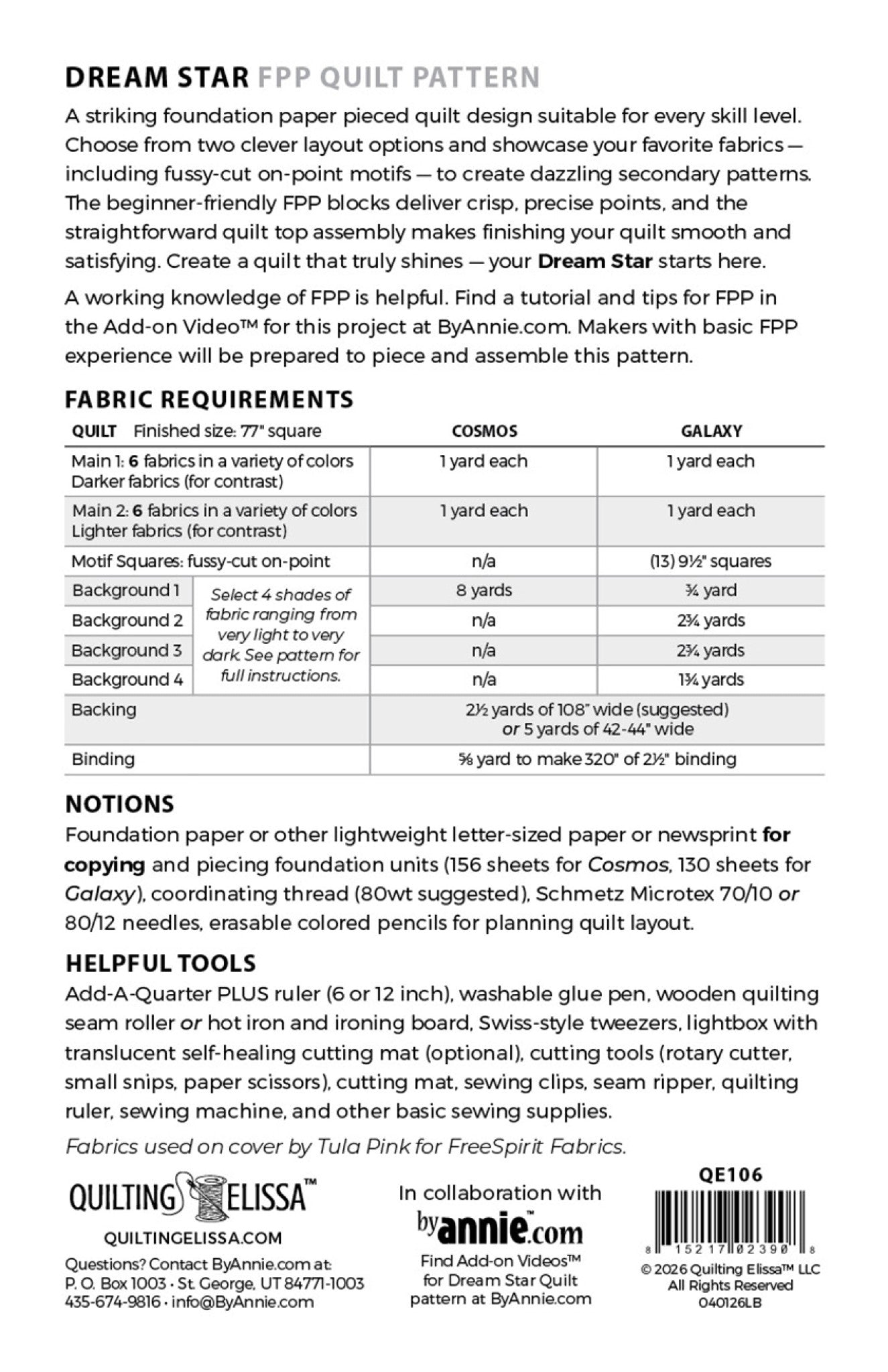 Dream Star Quilt Pattern by Quilting Elissa for ByAnnie