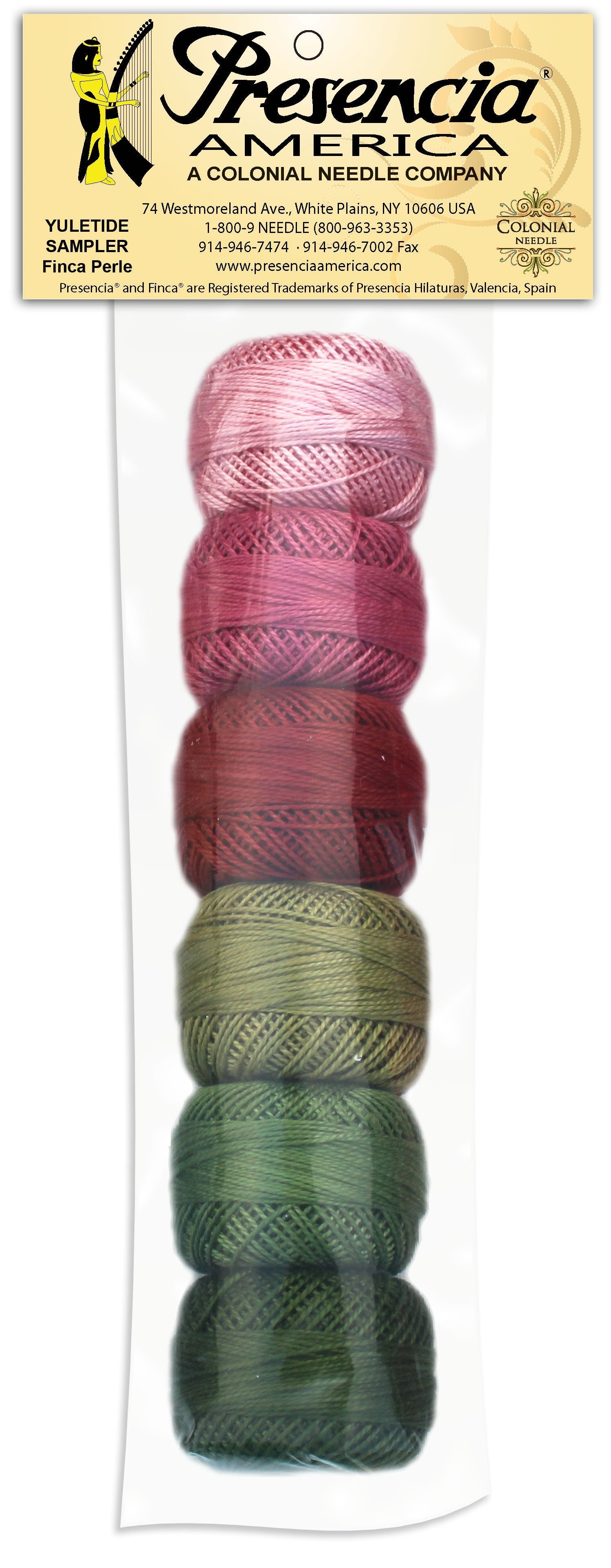 Finca Perle Cotton Size 03 Yuletide Sampler Pack 6 x 10 Gram Balls by Presencia