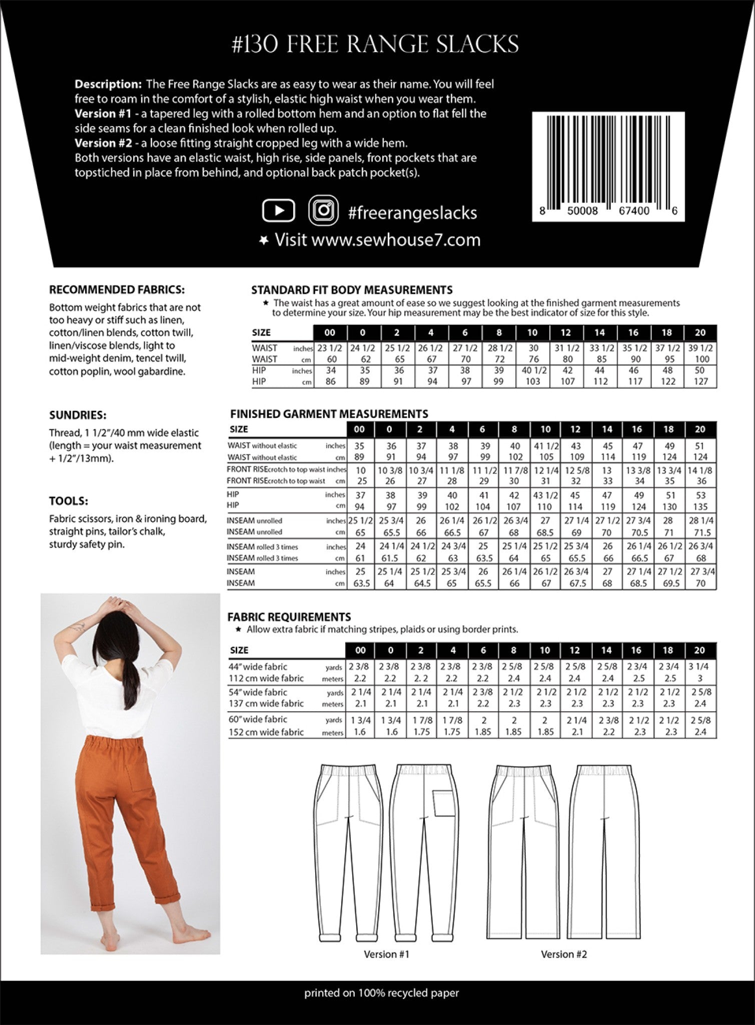Free Range Slacks Sewing Pattern by Peggy Mead from Sew House Seven