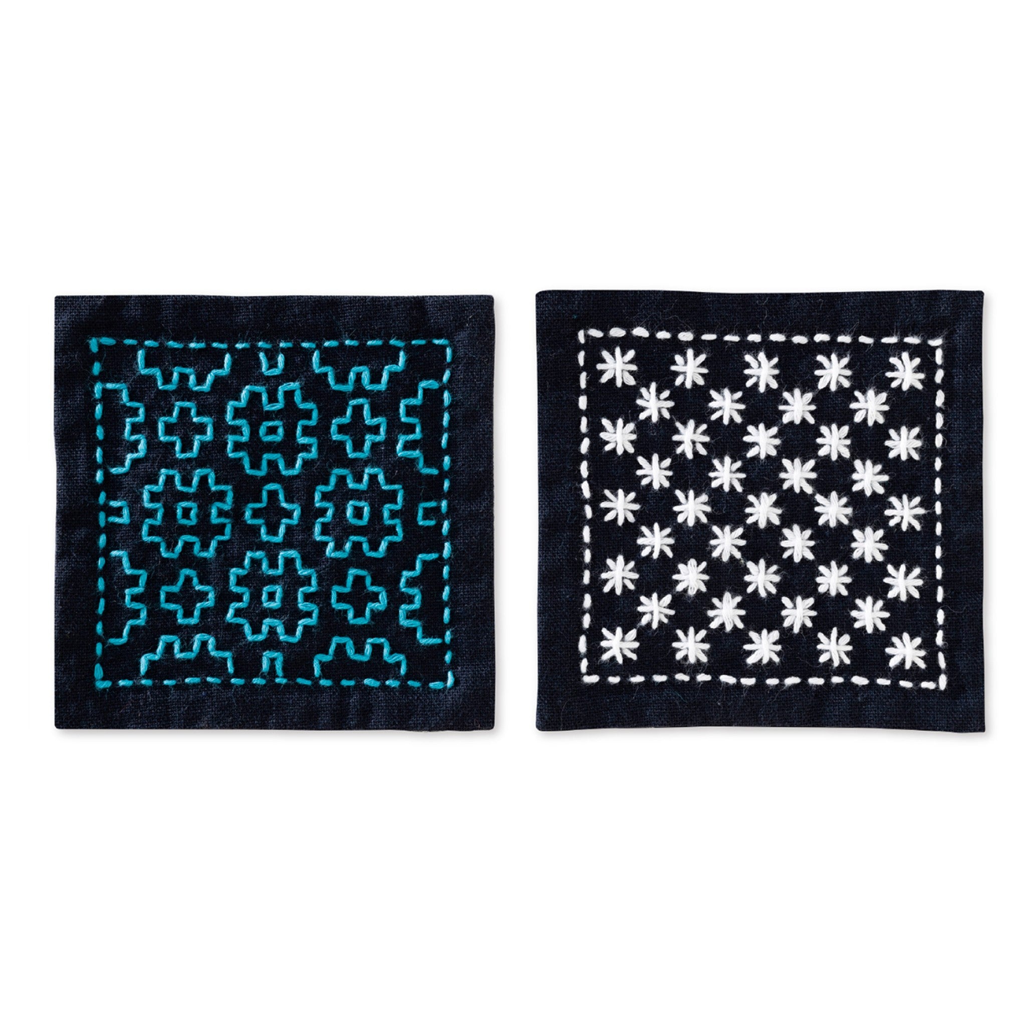 Sashiko Hitome-Zashi Kit - Coaster 2-Piece Set Navy from EmmaCreation (SK-0479)