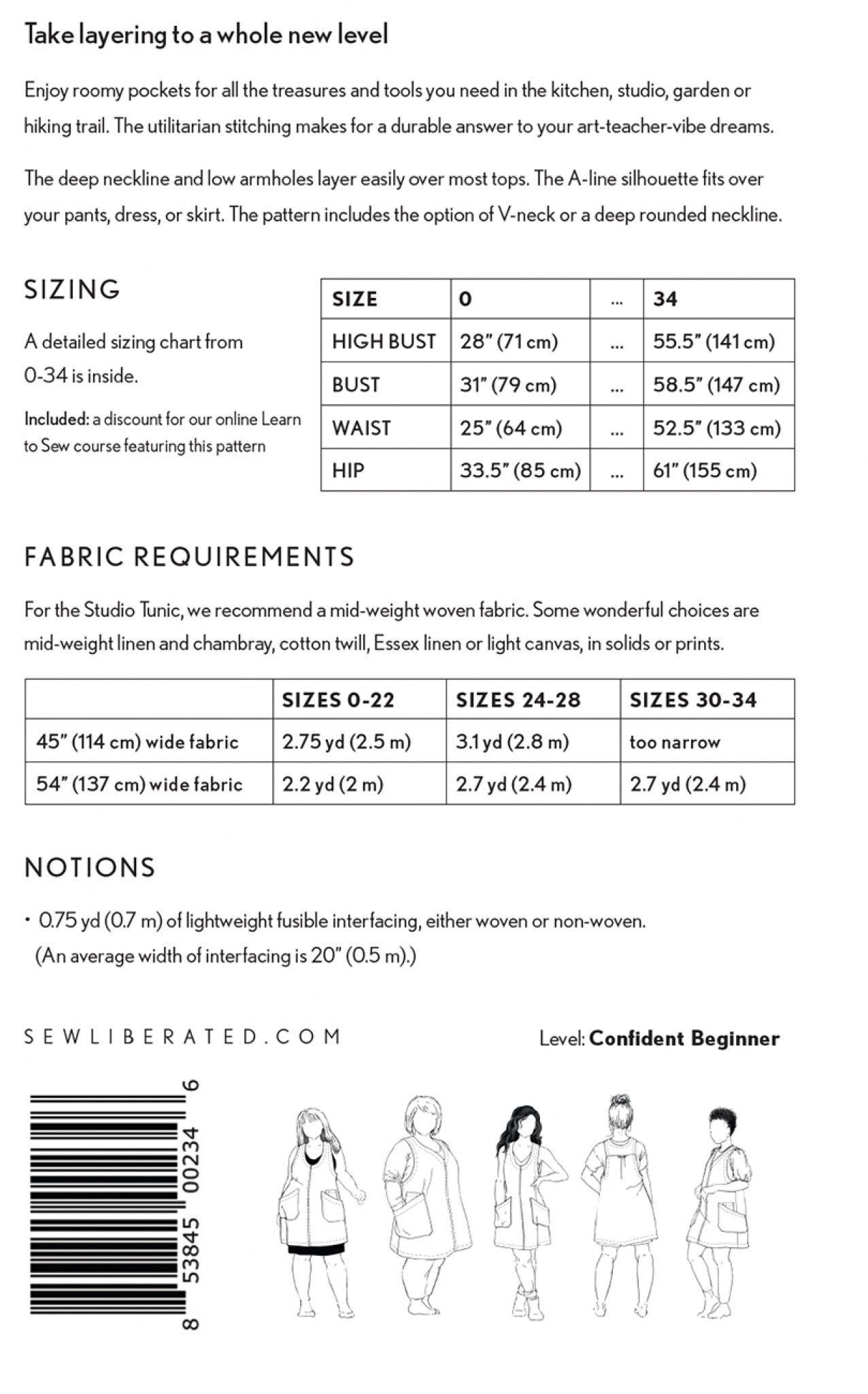 Studio Tunic Sewing Pattern by  Meg McElwee from Sew Liberated