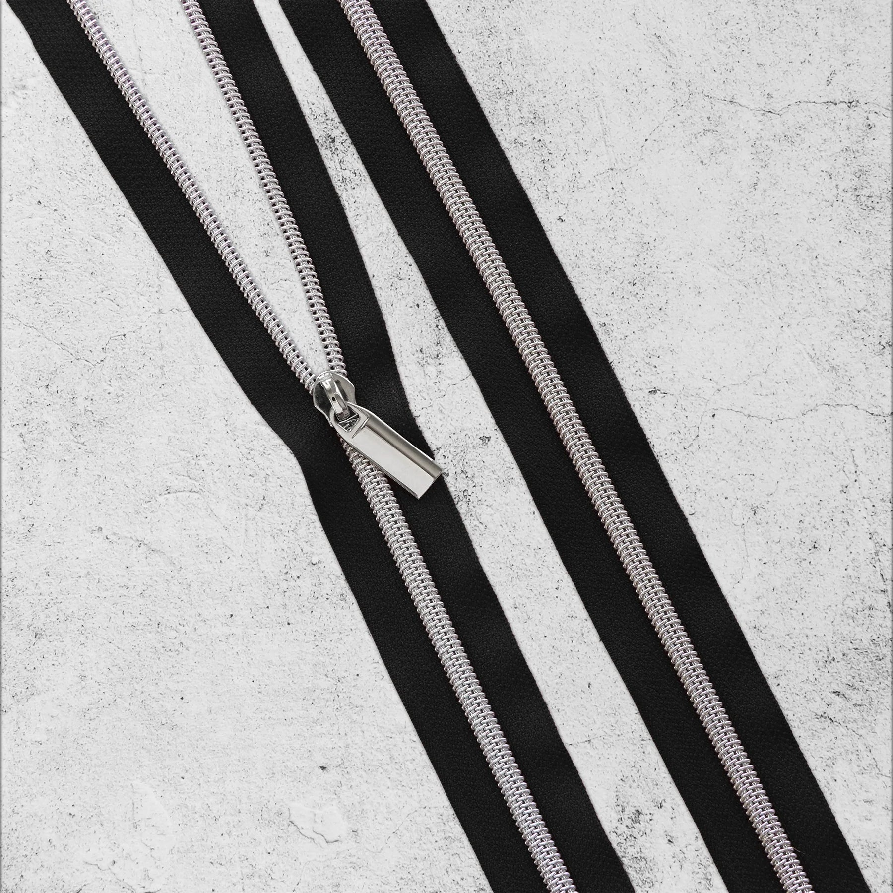 Black #5 Nylon Nickel Coil Zippers: 3 Yards with 9 Pulls from Sallie Tomato