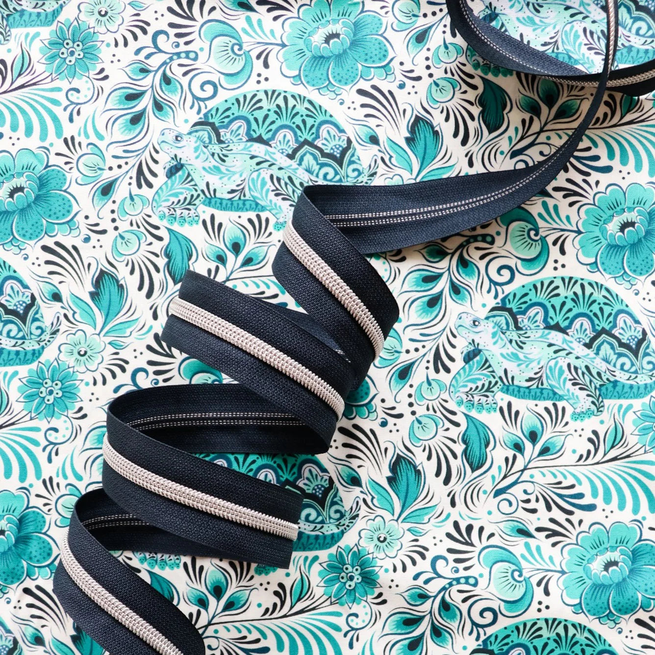 Navy #5 Nylon Nickel Coil Zippers: 3 Yards with 9 Pulls from Sallie Tomato