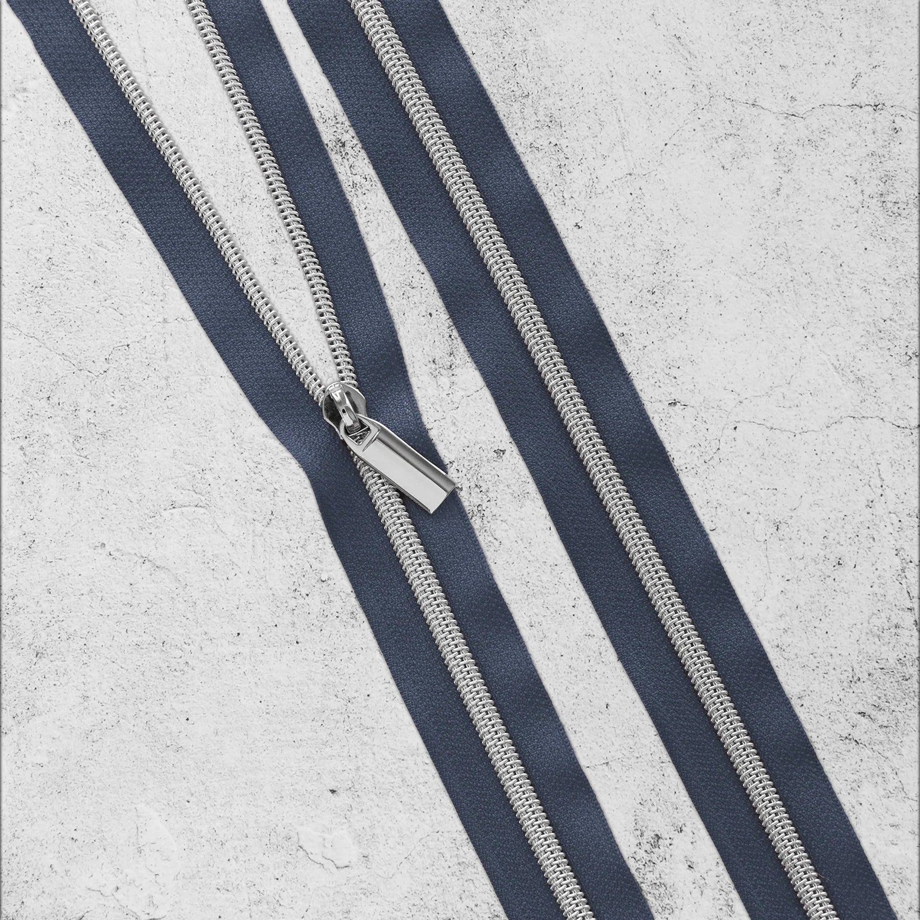 Navy #5 Nylon Nickel Coil Zippers: 3 Yards with 9 Pulls from Sallie Tomato