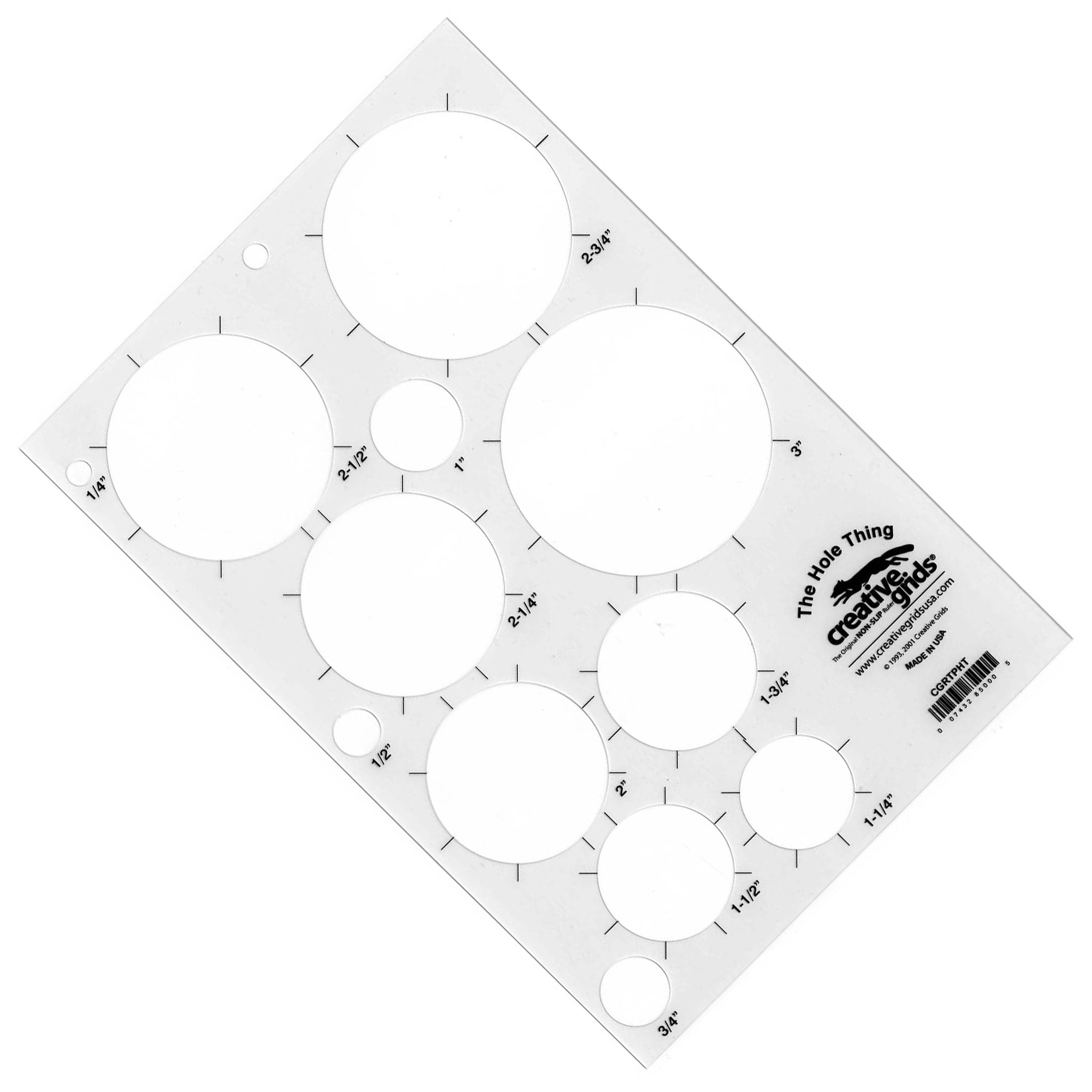 Creative Grids The Hole Thing Plastic Template Makes 12 Circles From 1/4-Inch to 3-Inch (CGRTPHT)