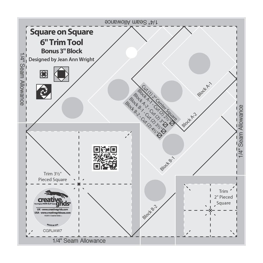 Creative Grids Square on Square Trim Tool - 3-Inch or 6-Inch Finished (CGRJAW7)