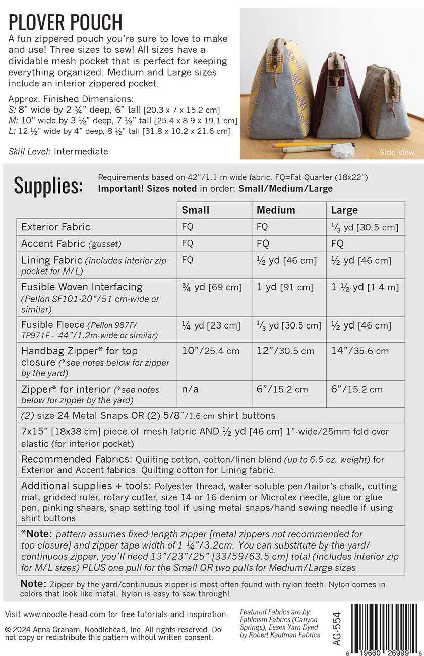 Plover Pouch Sewing Pattern by Anna Graham for Noodlehead