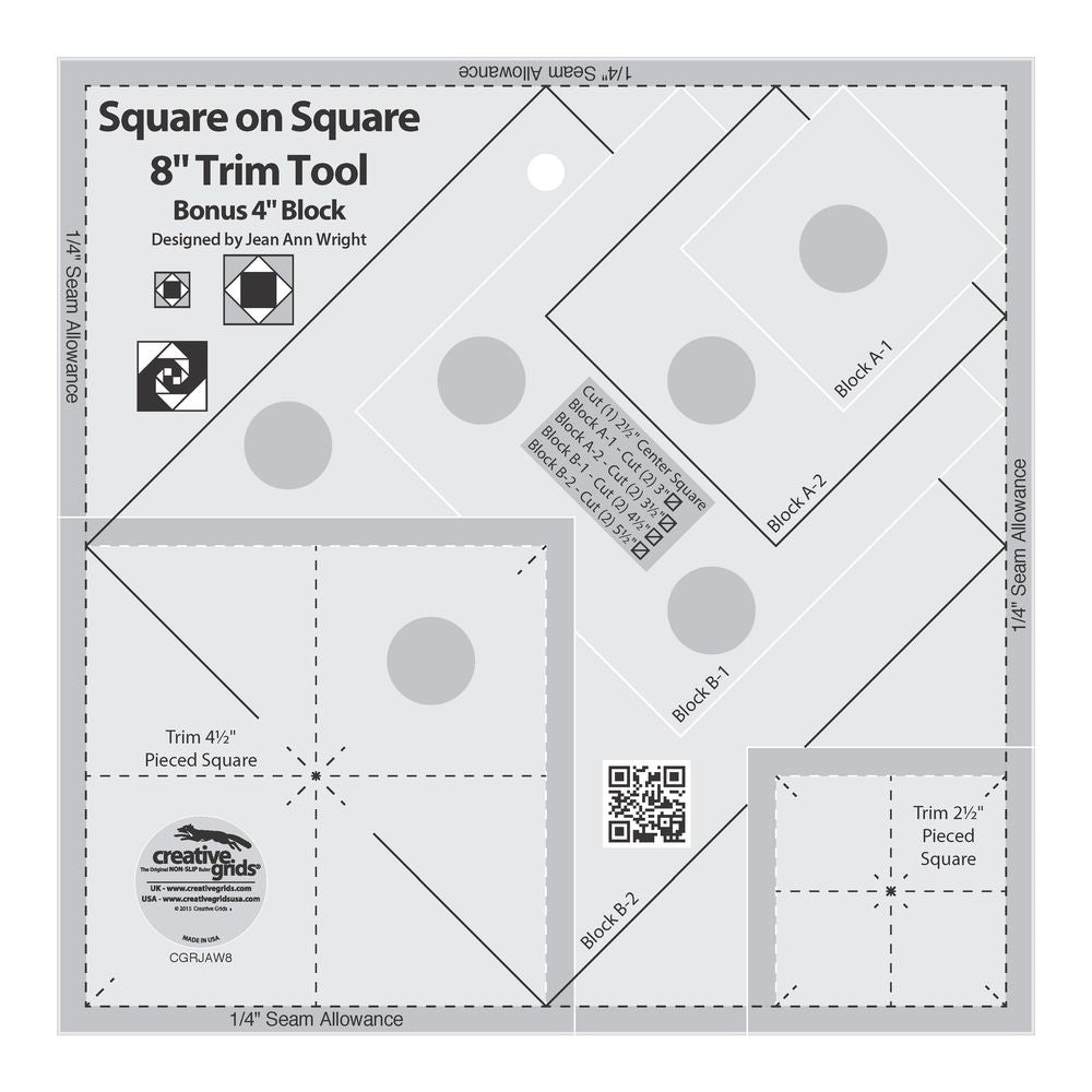 Creative Grids Square on Square Trim Tool - 4-Inch or 8-Inch Finished (CGRJAW8)