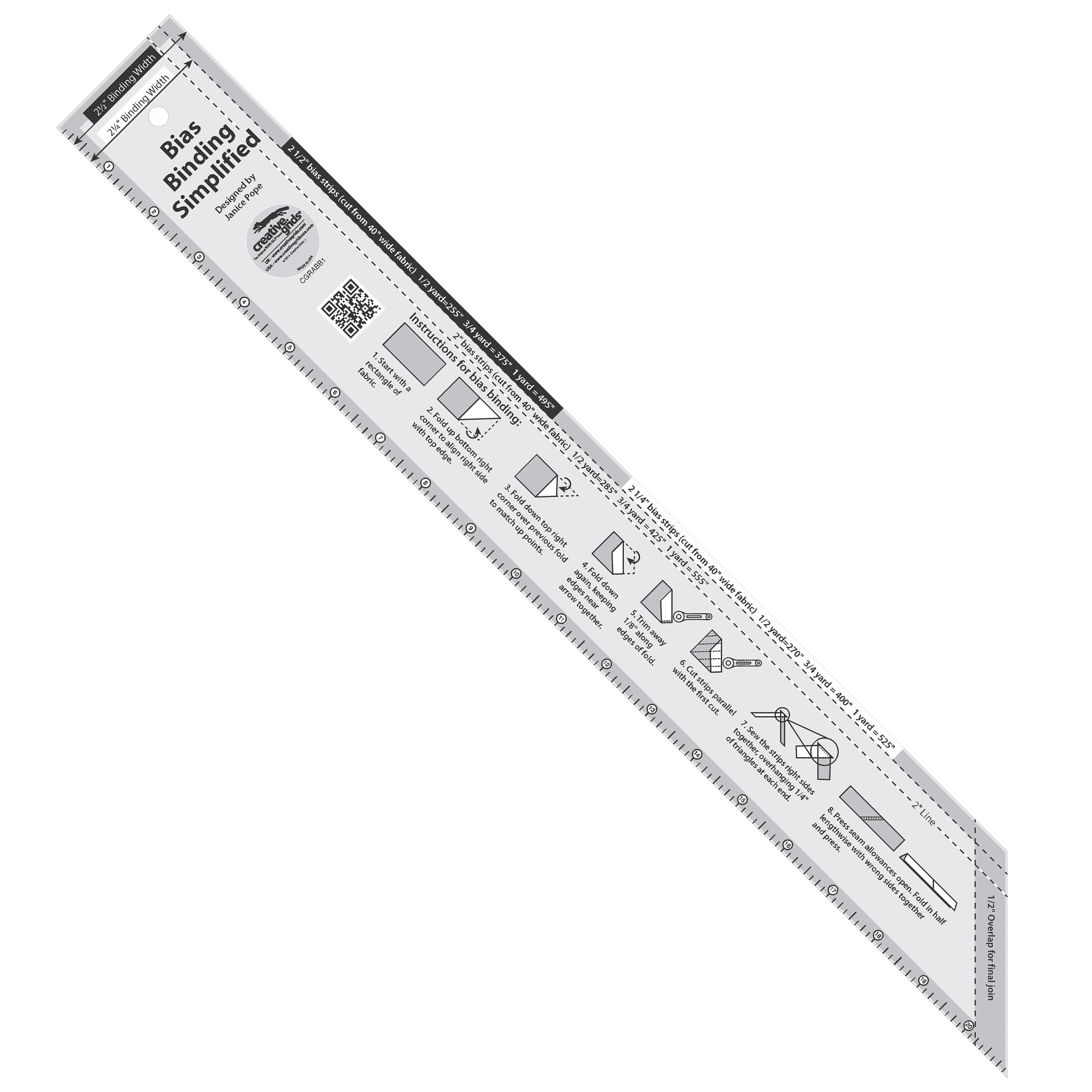 Creative Grids Bias Binding Simplified Quilt Ruler (CGRABB1)