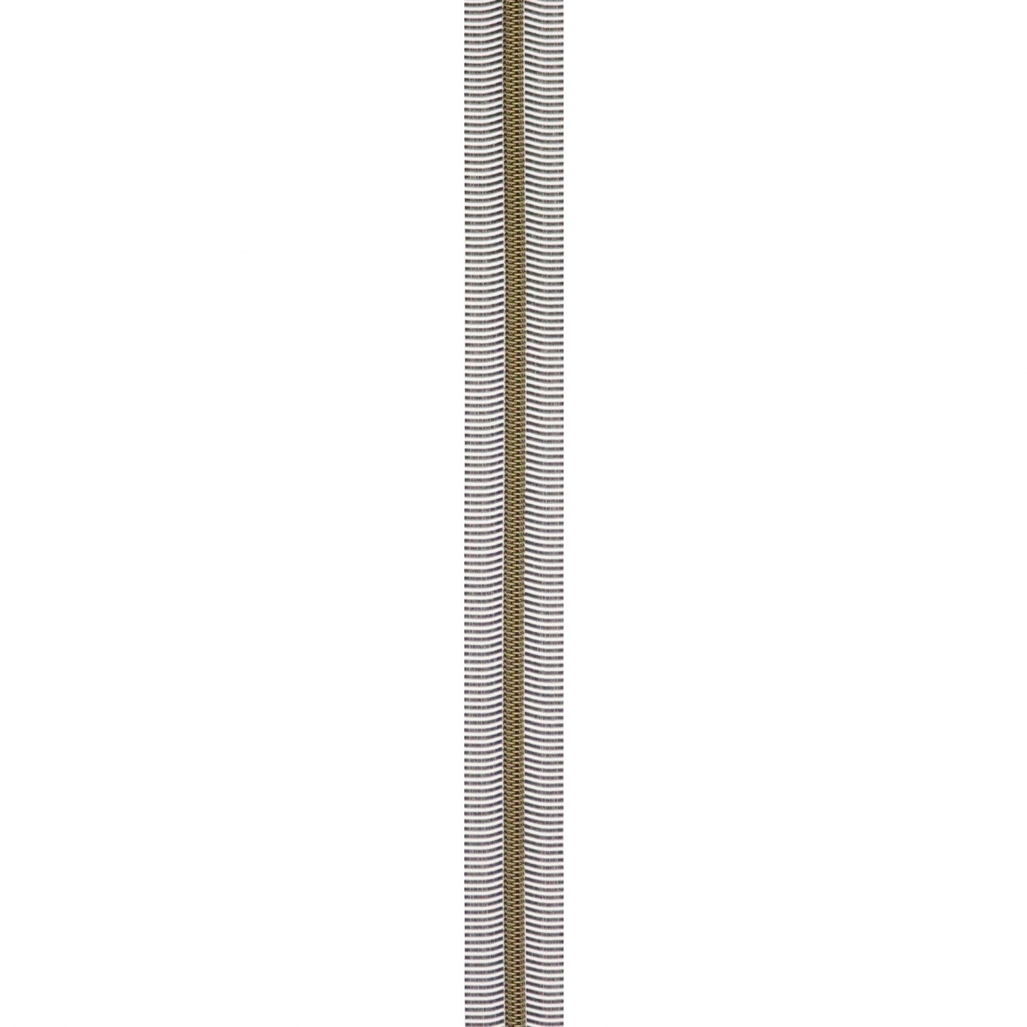 Black/White Striped #5 Nylon Antique Brass Coil Zippers: 3 Yards with 9 Pulls from Sallie Tomato
