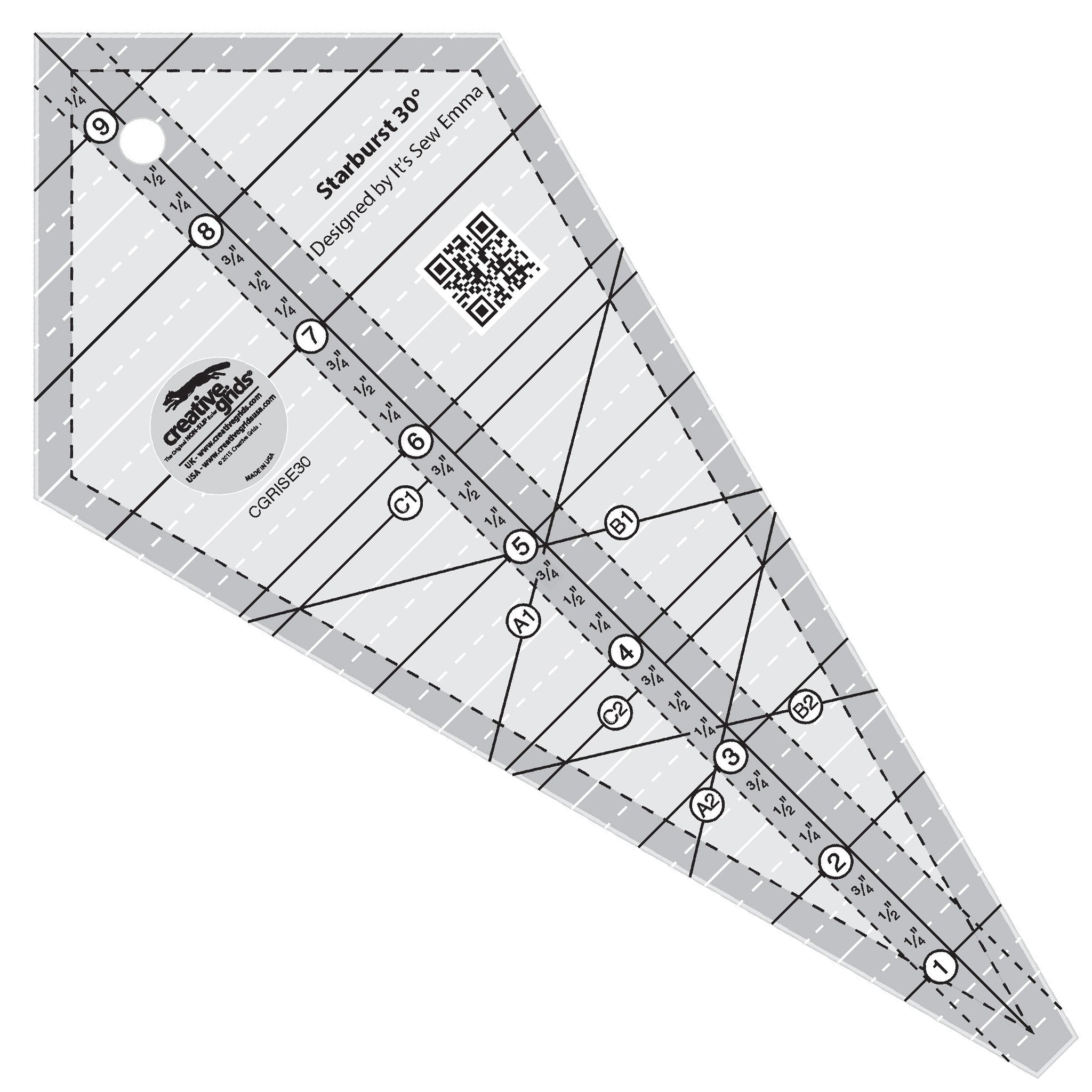 Creative Grids Starburst 30 Degree Triangle Quilt Ruler (CGRISE30)